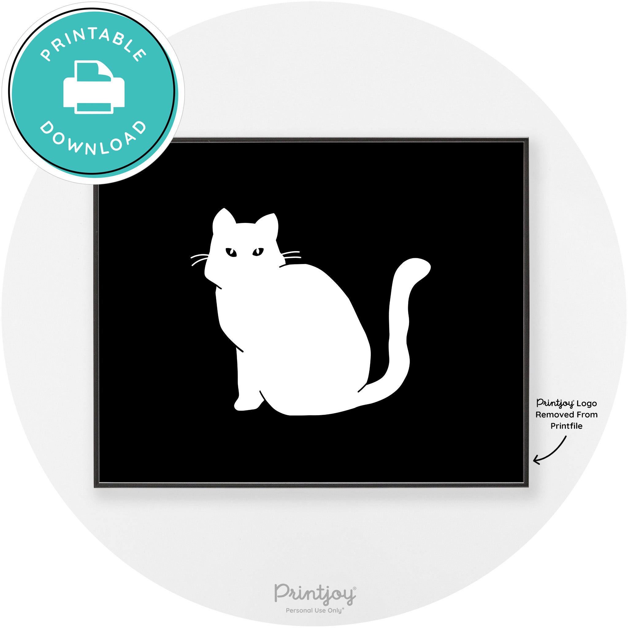 Halloween Spooky Cat Modern Chic Wall Art Decor Free Printable - Printjoy