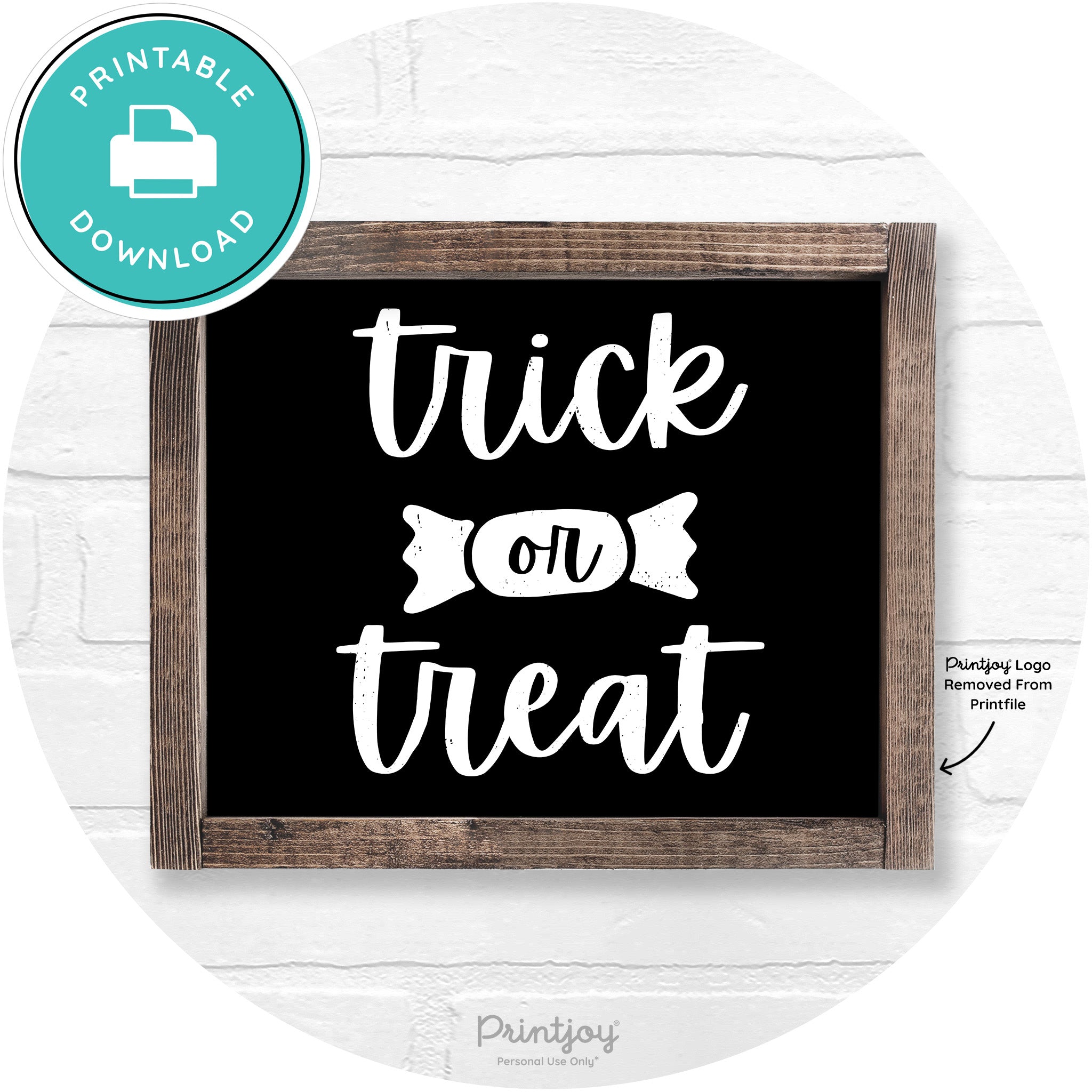 Trick Or Treat Halloween Rustic Farmhouse Wall Art Free Printable - Printjoy