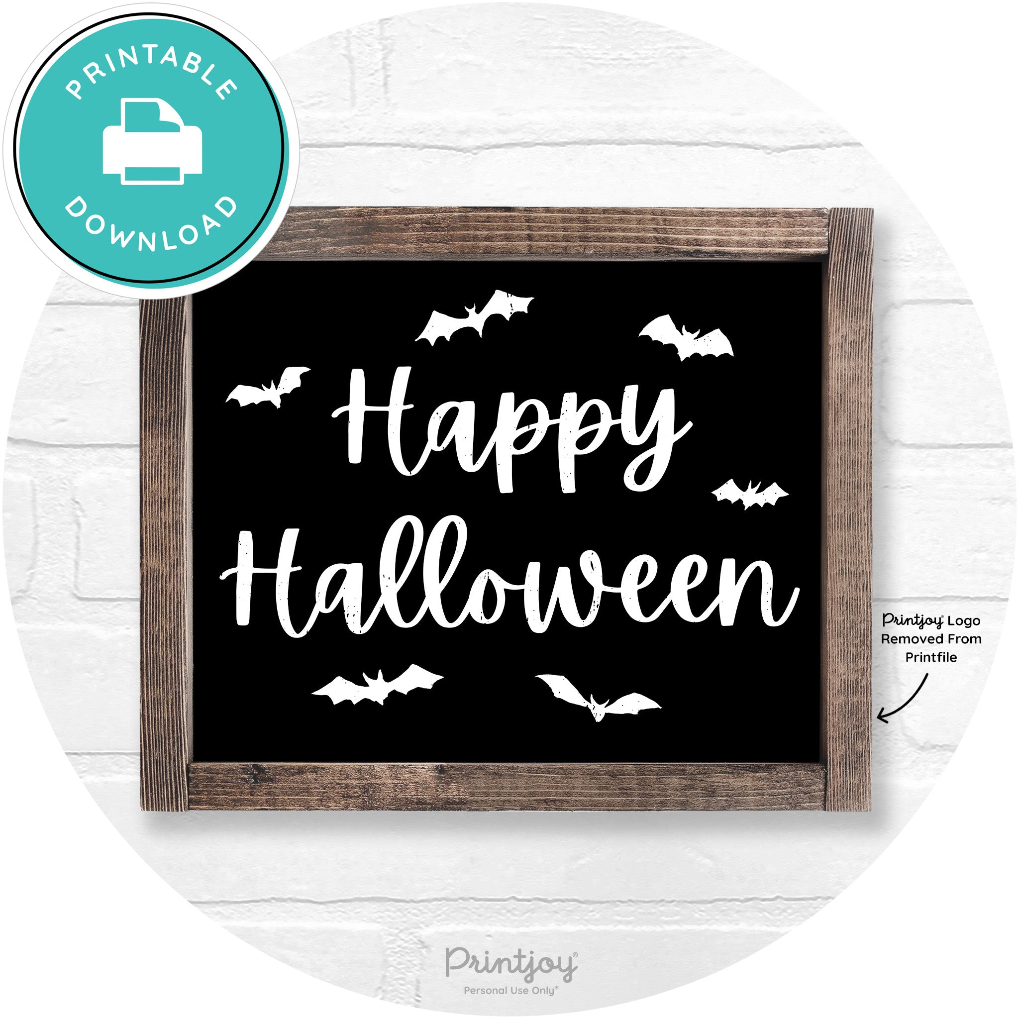 Happy Halloween Bats Rustic Farmhouse Wall Art Free Printable - Printjoy