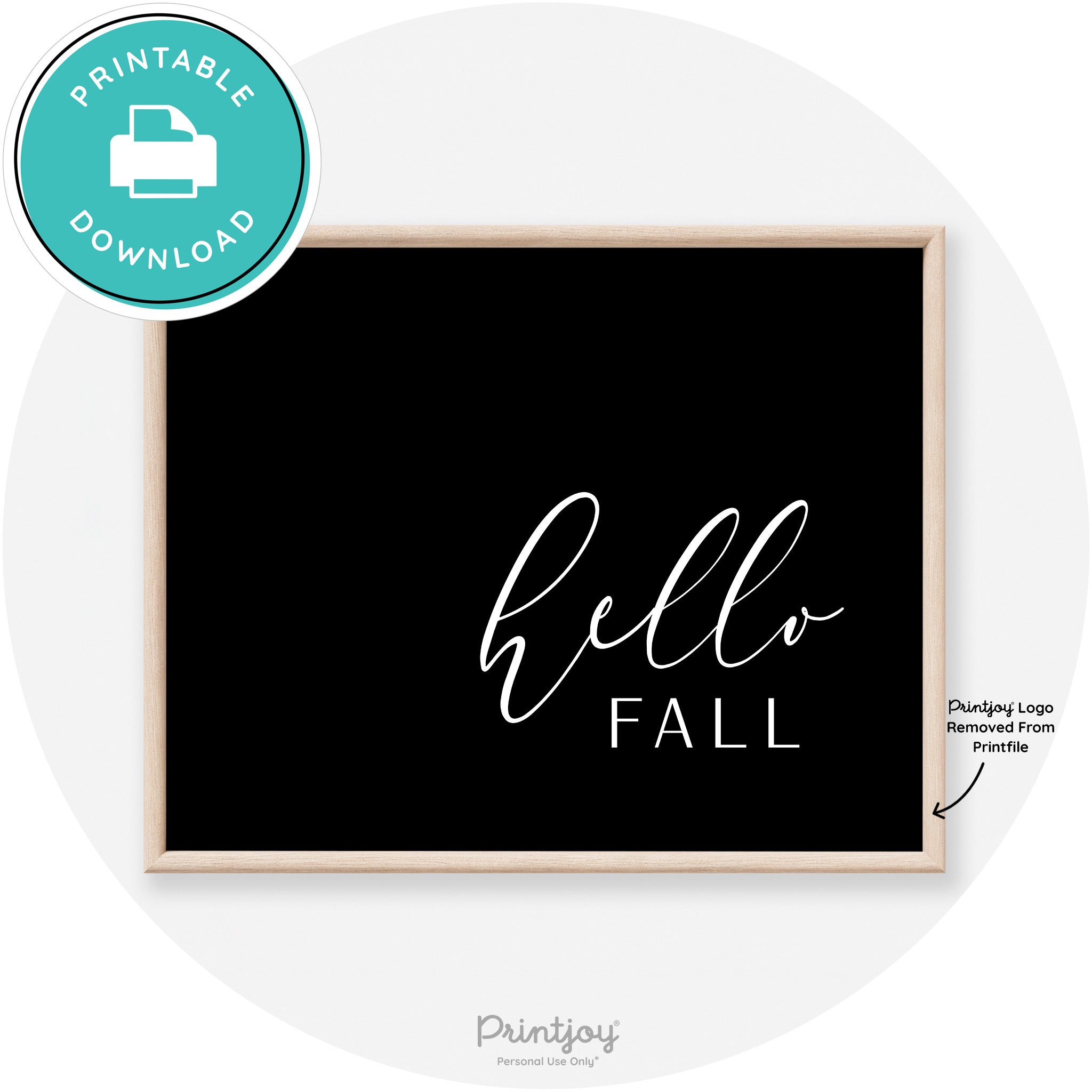 Hello Fall Cursive Modern Transitional Fall Wall Art Decor Free Printable - Printjoy