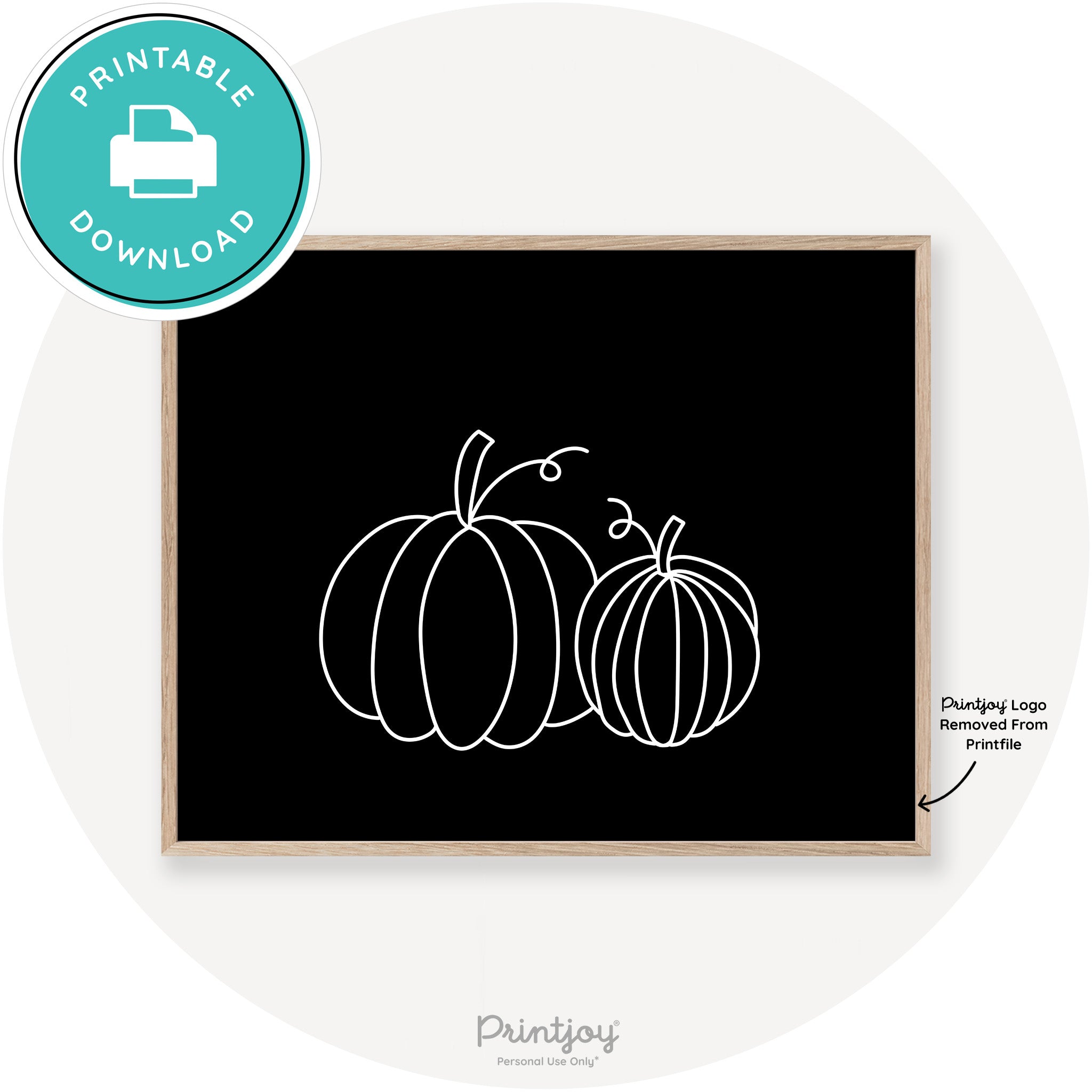 Pumpkin Pair Line Art Cute Fall Modern Chic Wall Art Free Printable - Printjoy