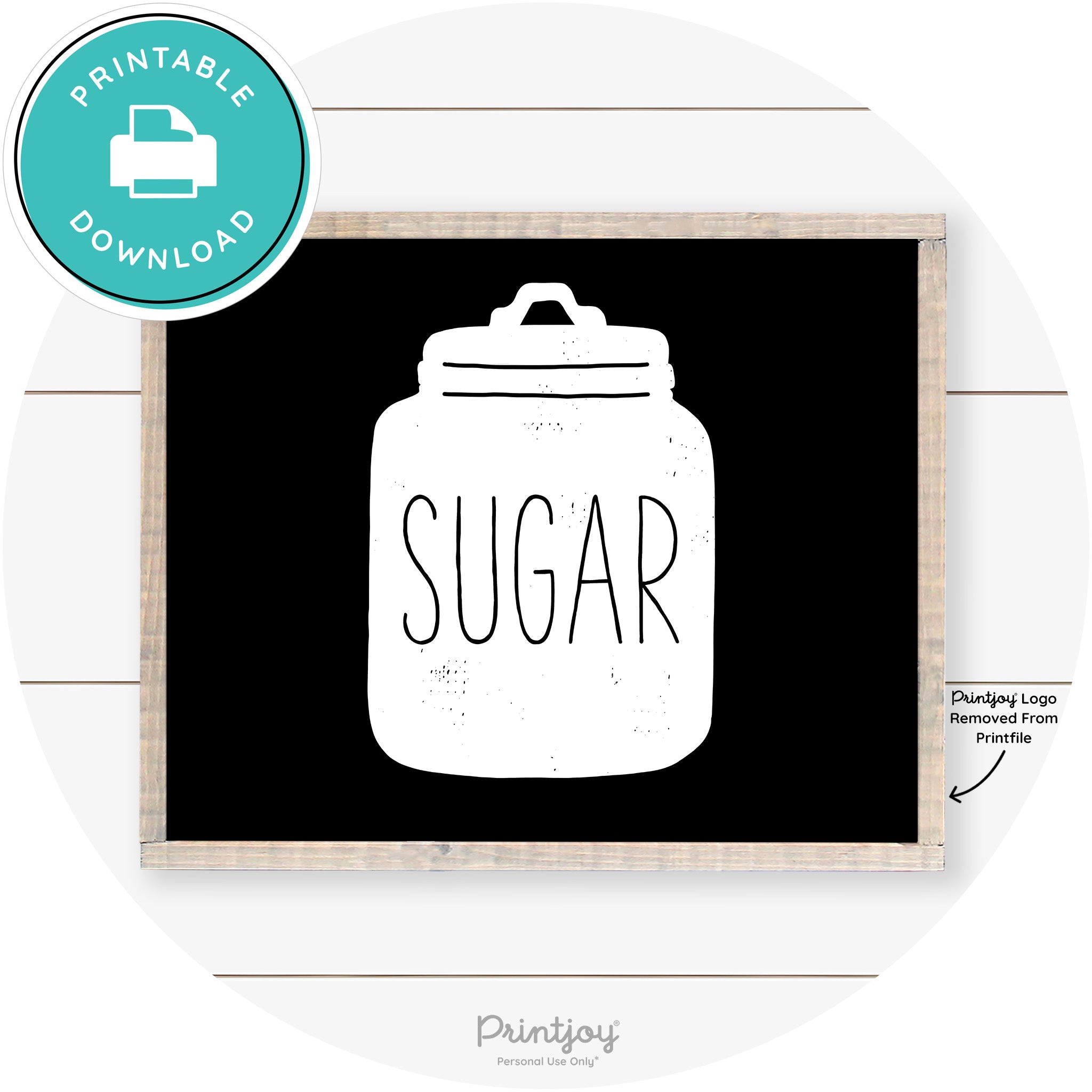 Sugar Jar Silhouette Kitchen Cute Farmhouse Wall Art Free Printable - Printjoy
