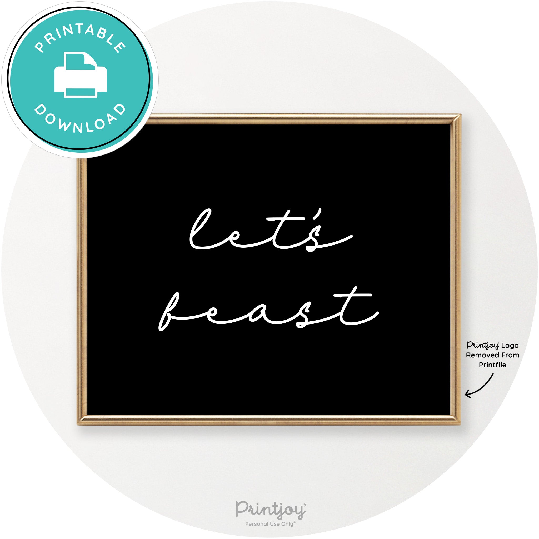 Let's Feast Cute Thanksgiving Modern Chic Wall Art Free Printable - Printjoy