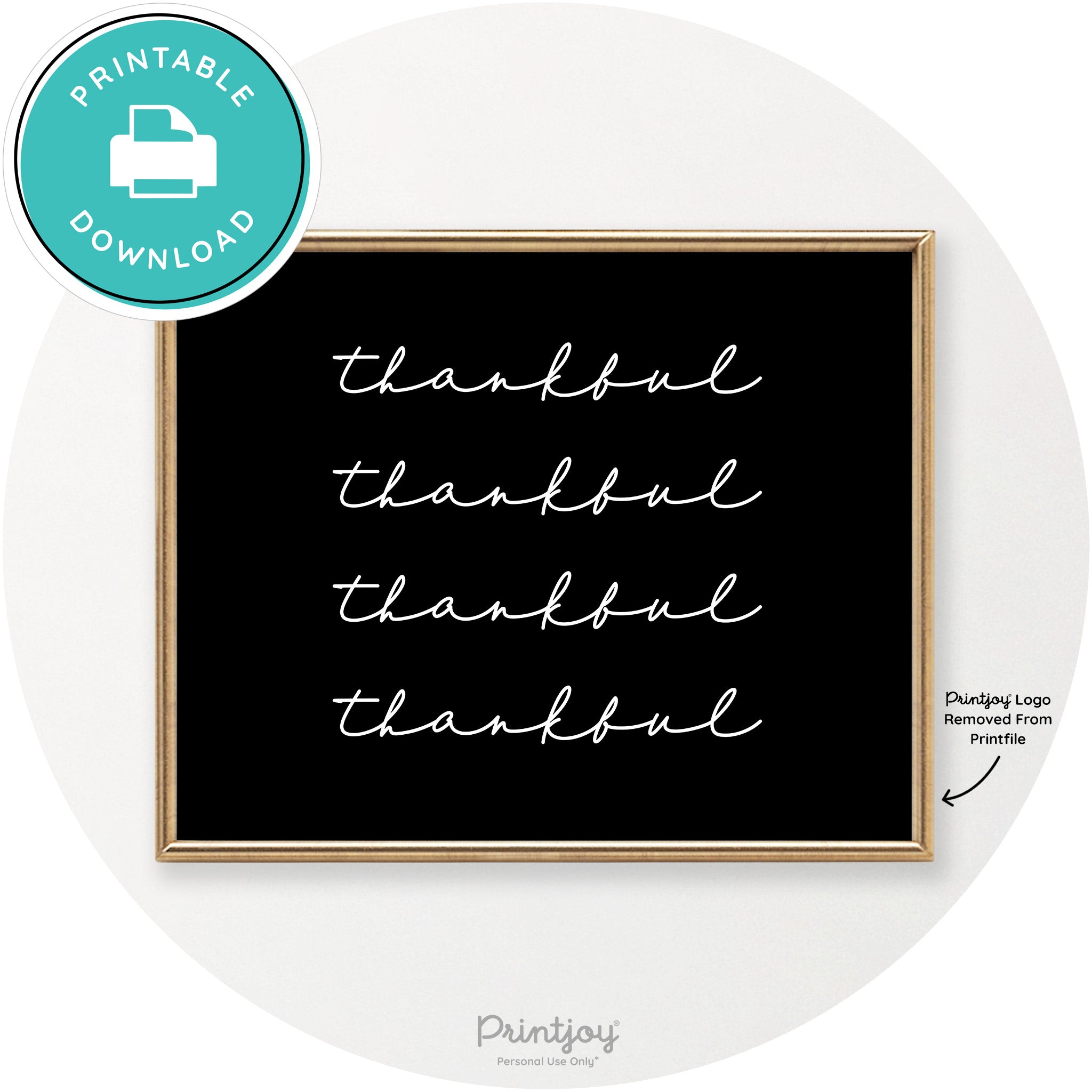 Thankful Pattern Cute Thanksgiving Modern Chic Wall Art Free Printable - Printjoy