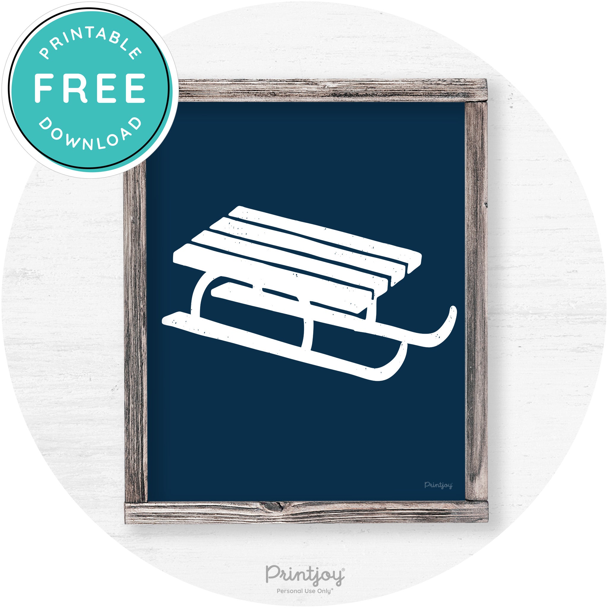 Winter Old Fashioned Sled Rustic Farmhouse Wall Art Free Printable - Printjoy