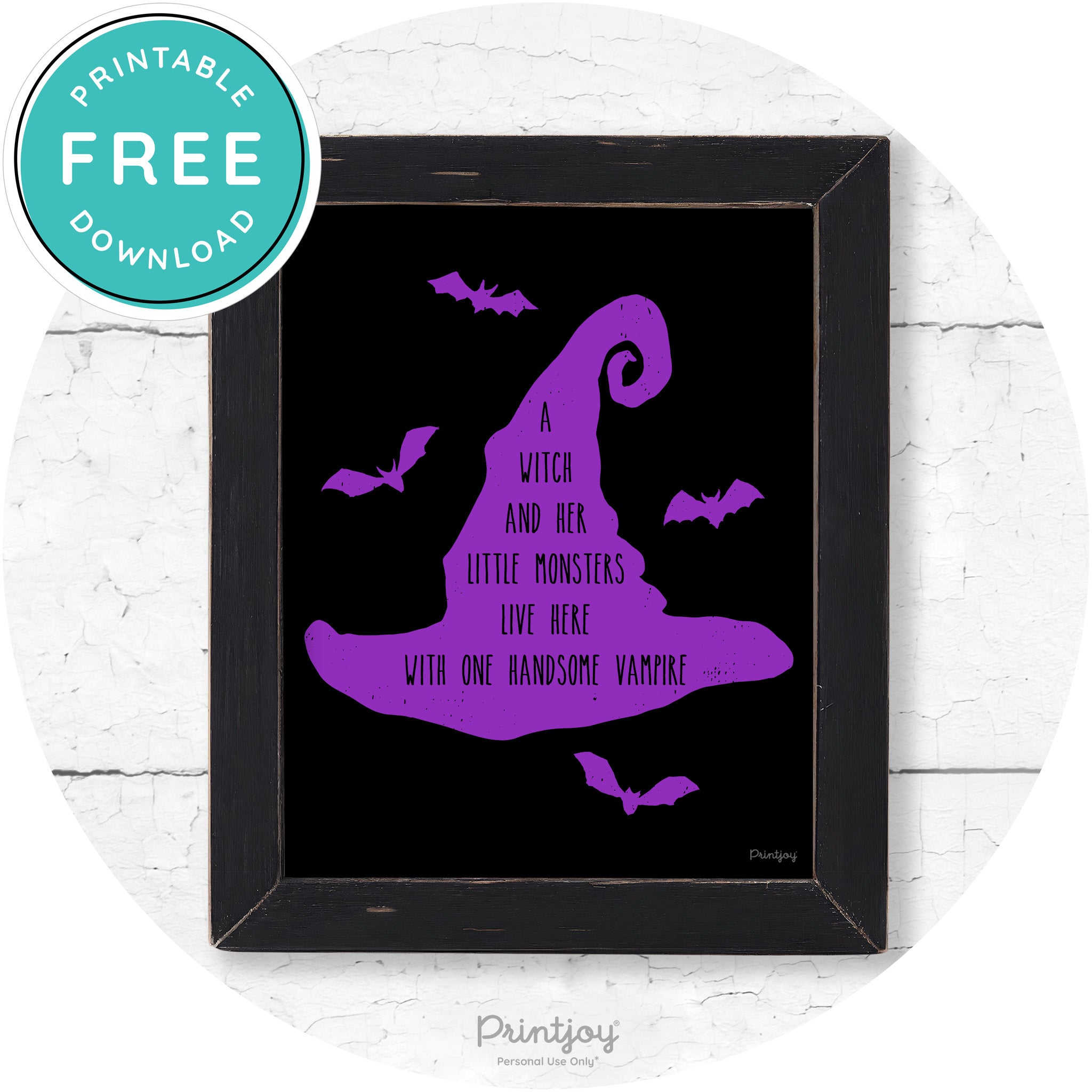 Fun Halloween Family Farmhouse Witch Hat Wall Art Free Printable - Printjoy