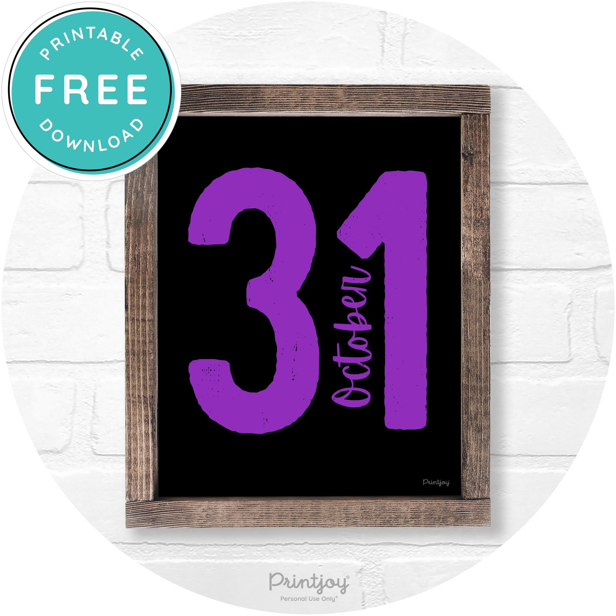 October 31 Halloween Rustic Farmhouse Wall Art Free Printable - Printjoy