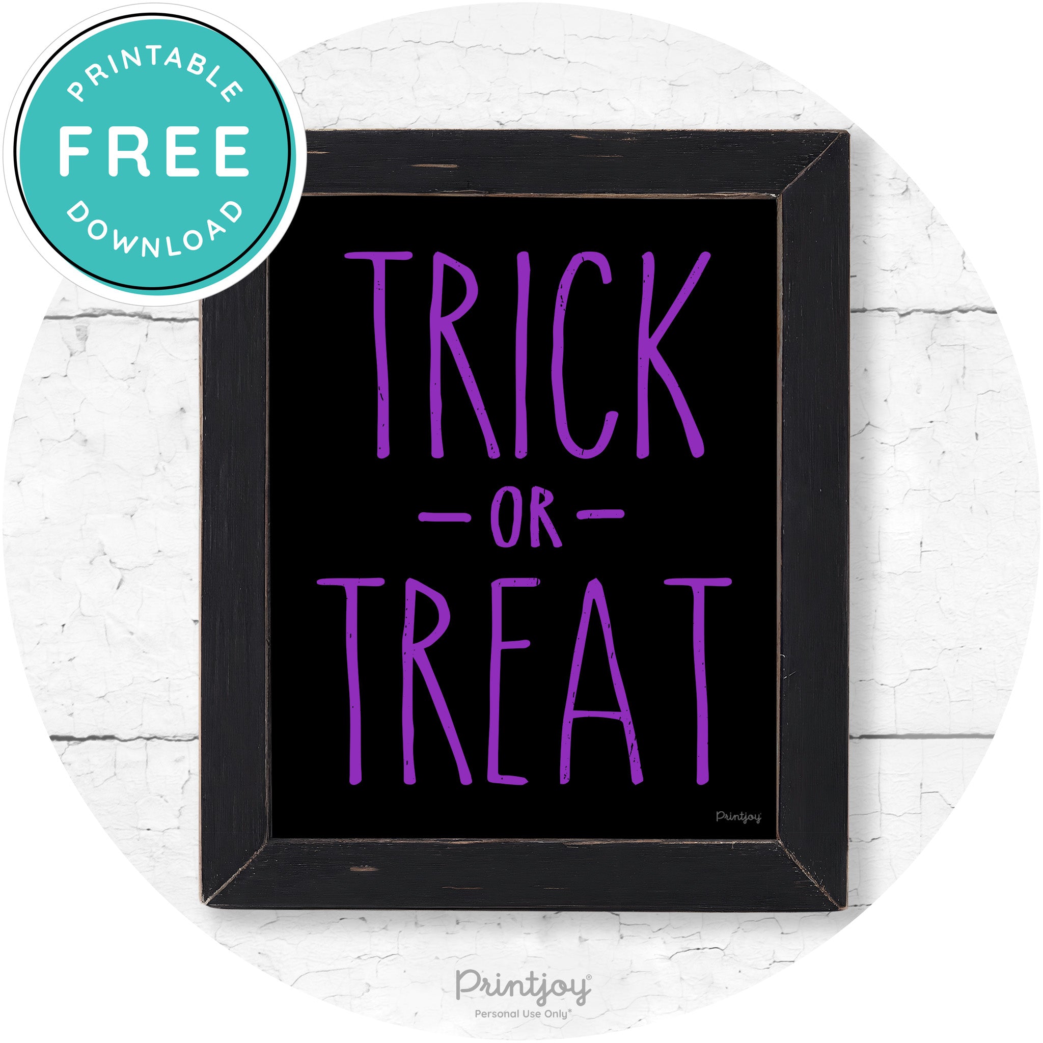 Trick Or Treat Lettering Farmhouse Halloween Wall Art Free Printable - Printjoy