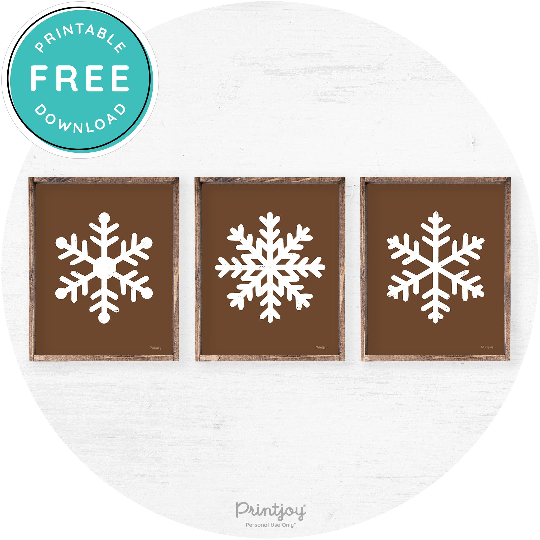 Snowflake Silhouettes Set Of 3 Christmas Farmhouse Art Free Printable - Printjoy