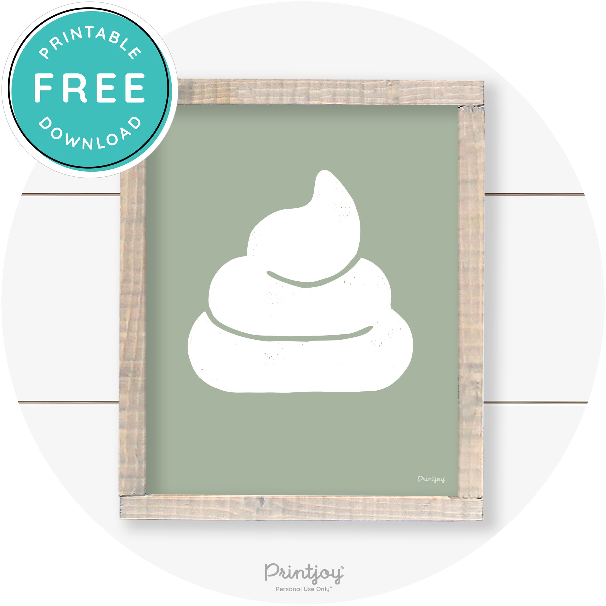 Poop Emoji Silhouette Funny Bathroom Sign Wall Art Free Printable - Printjoy