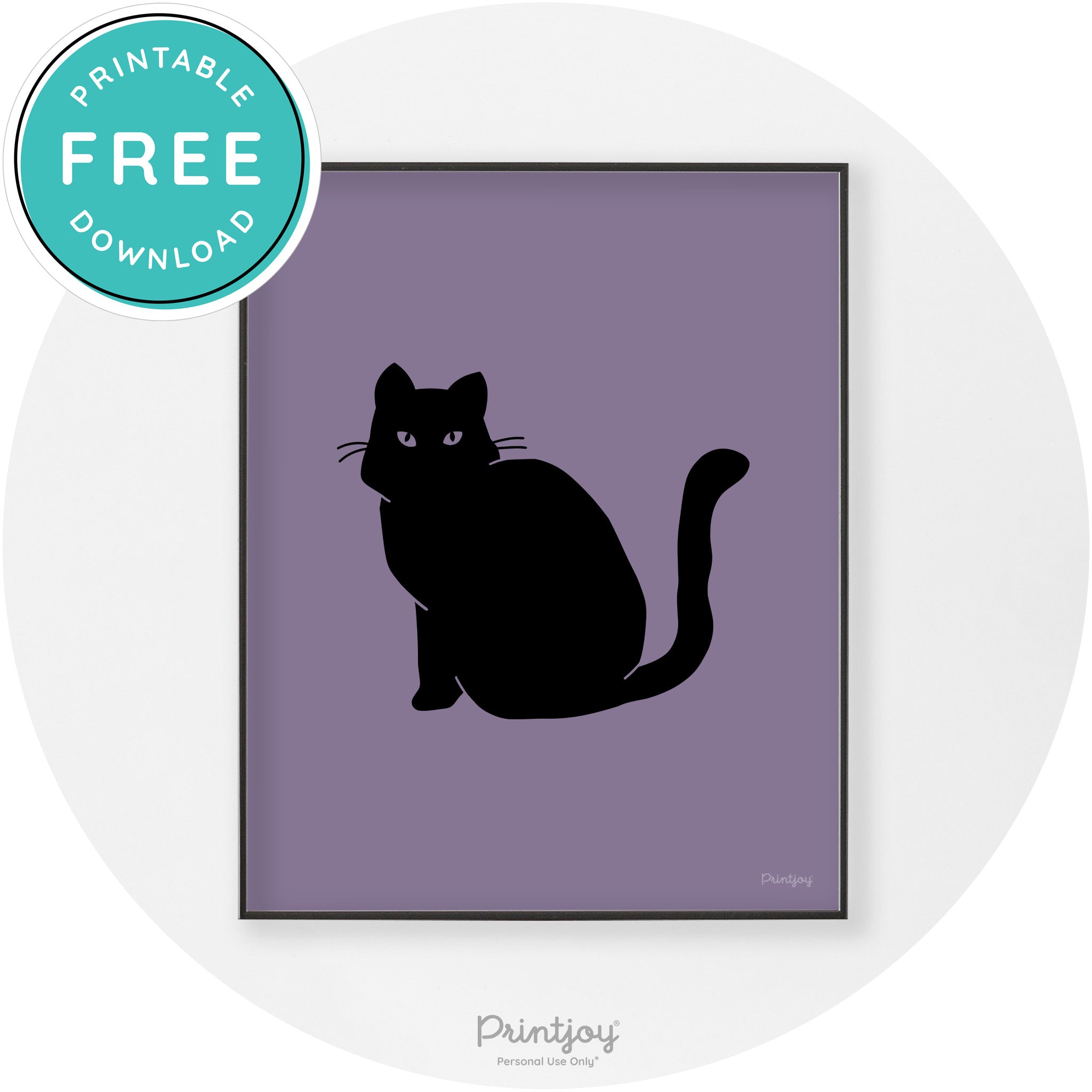 Halloween Spooky Cat Modern Chic Wall Art Decor Printable - Printjoy