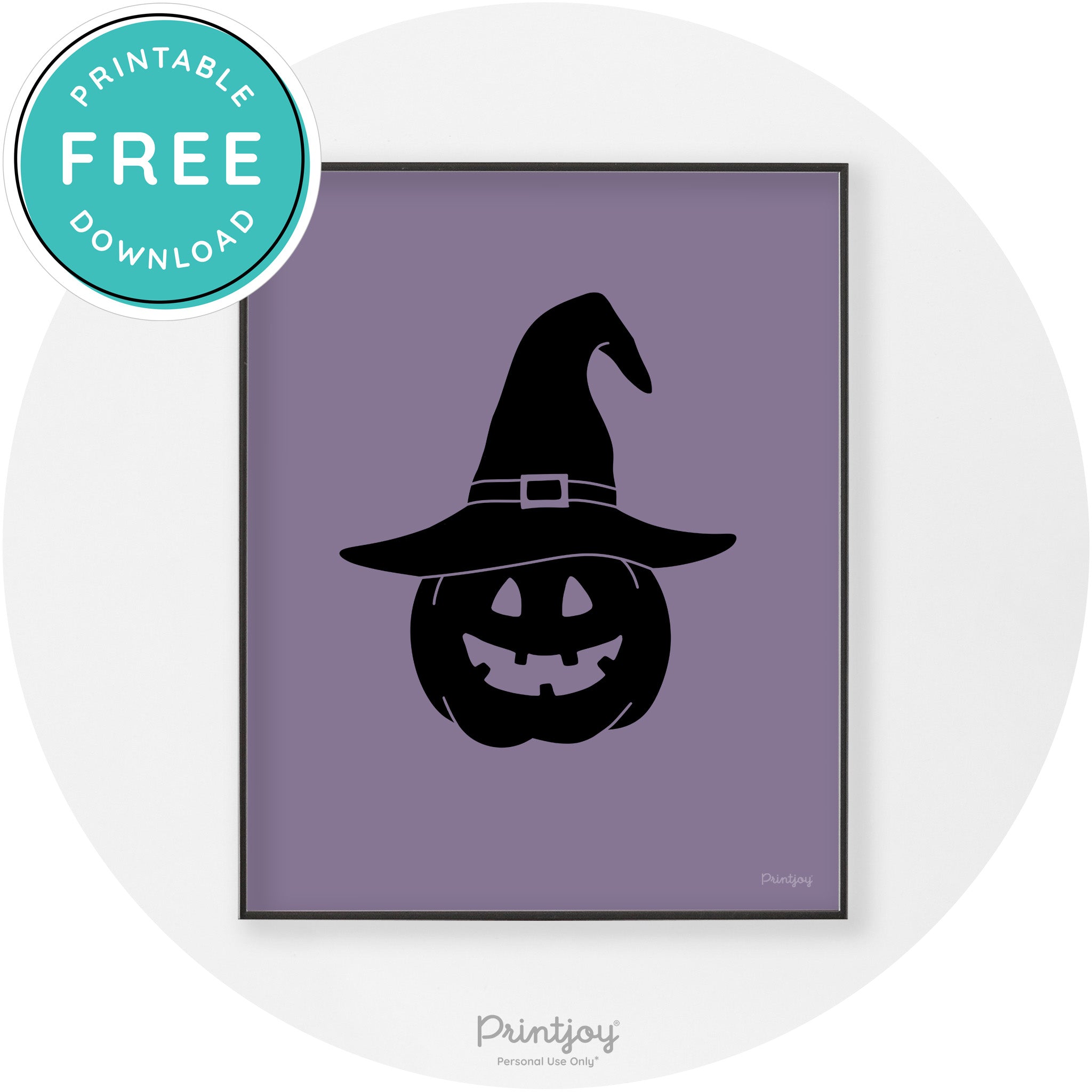 Halloween Cute Witch Jack O Lantern Chic Wall Art Printable - Printjoy