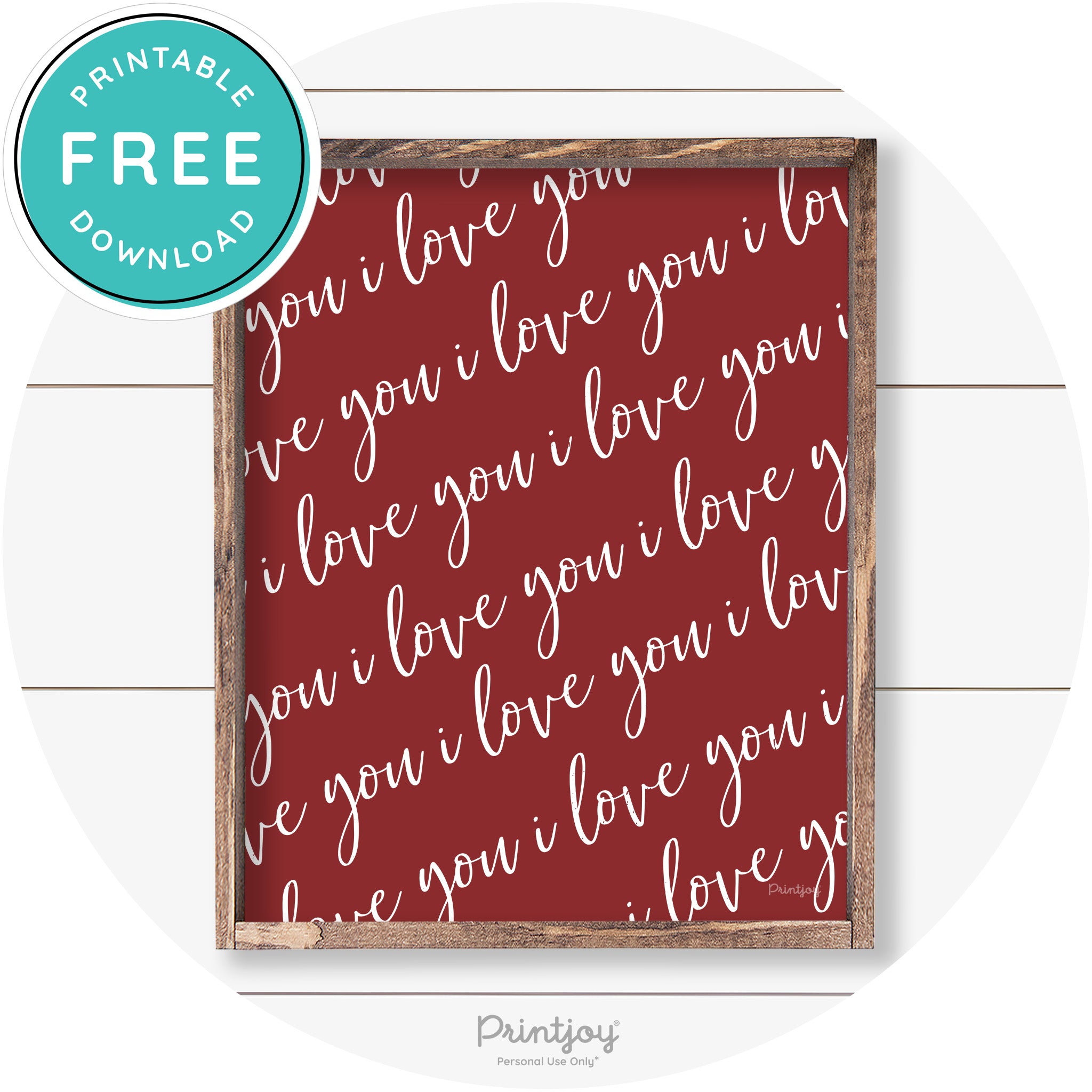 I Love You Pattern Cute Couples Farmhouse Wall Art Free Printable - Printjoy