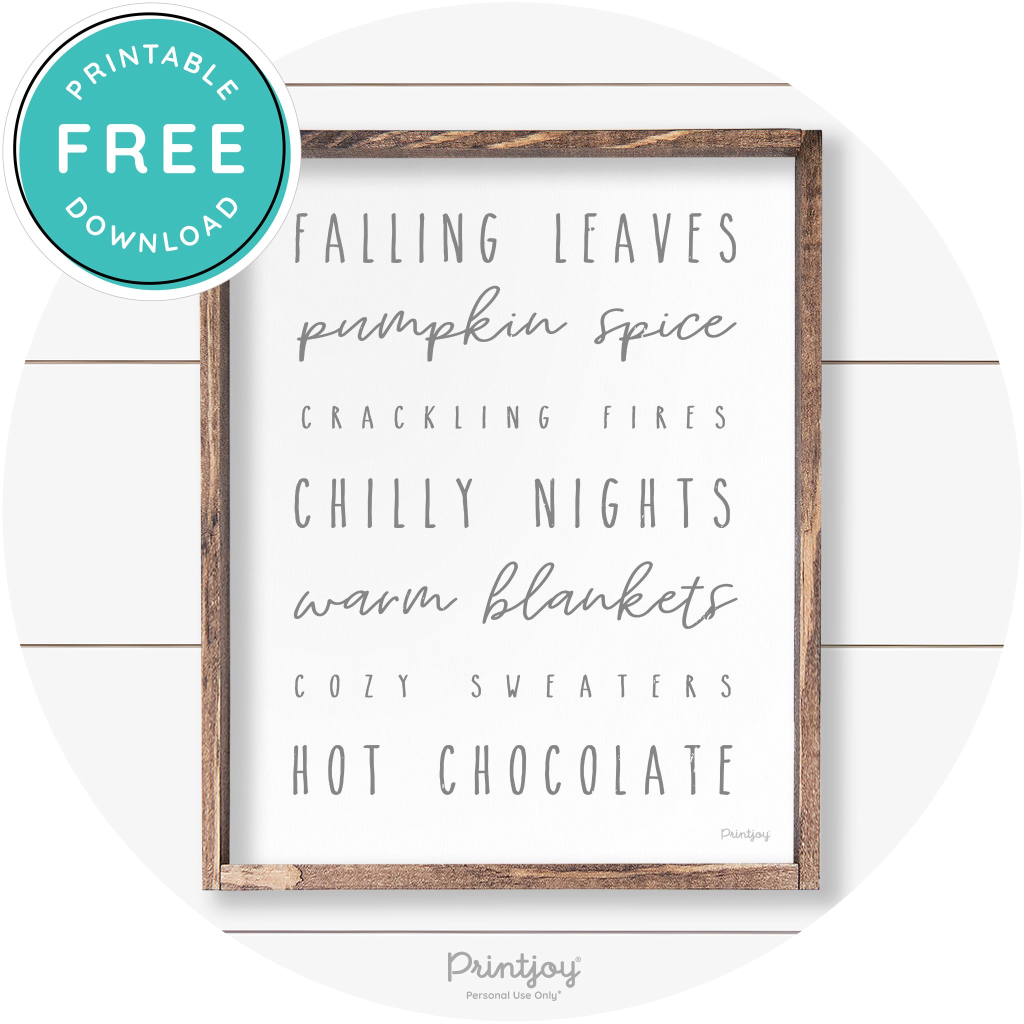 Fall Favorite Things Cute Farmhouse Autumn Wall Art Free Printable - Printjoy