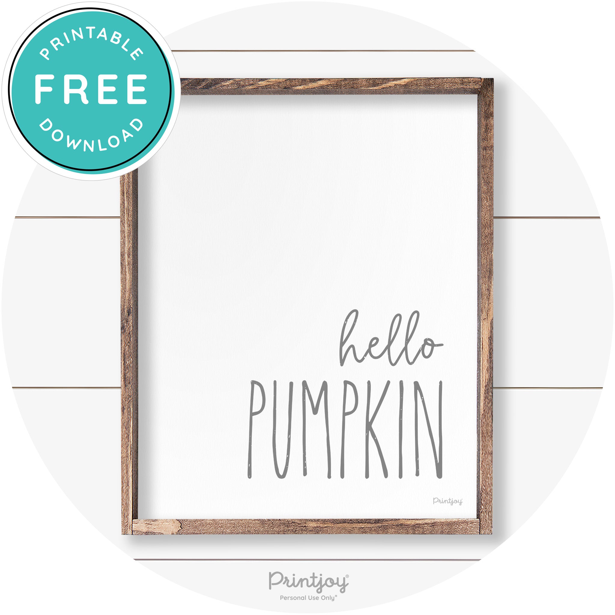 Hello Pumpkin Cute Fun Simple Farmhouse Wall Art Free Printable - Printjoy
