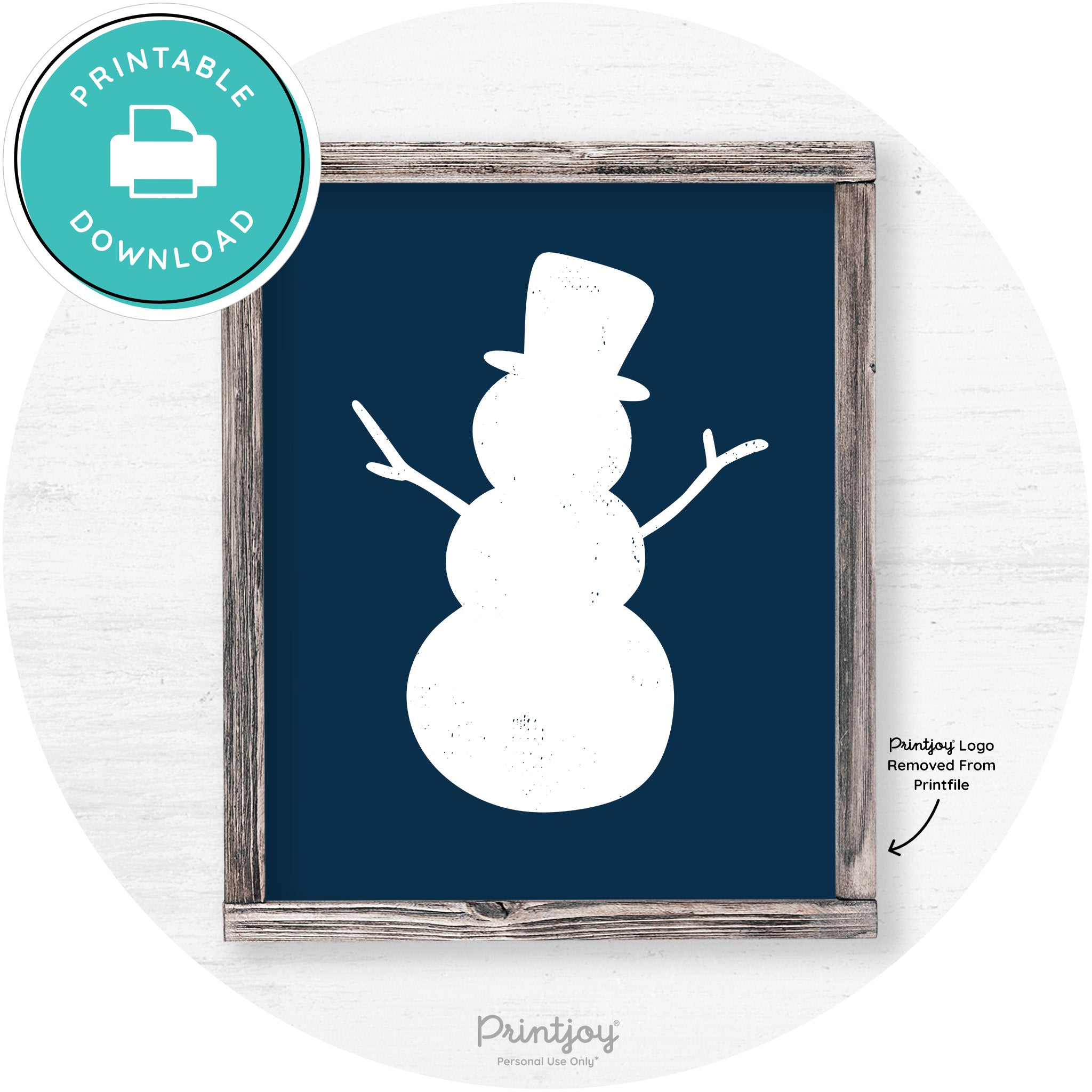 Snowman Silhouette Winter Farmhouse Wall Art Decor Free Printable - Printjoy
