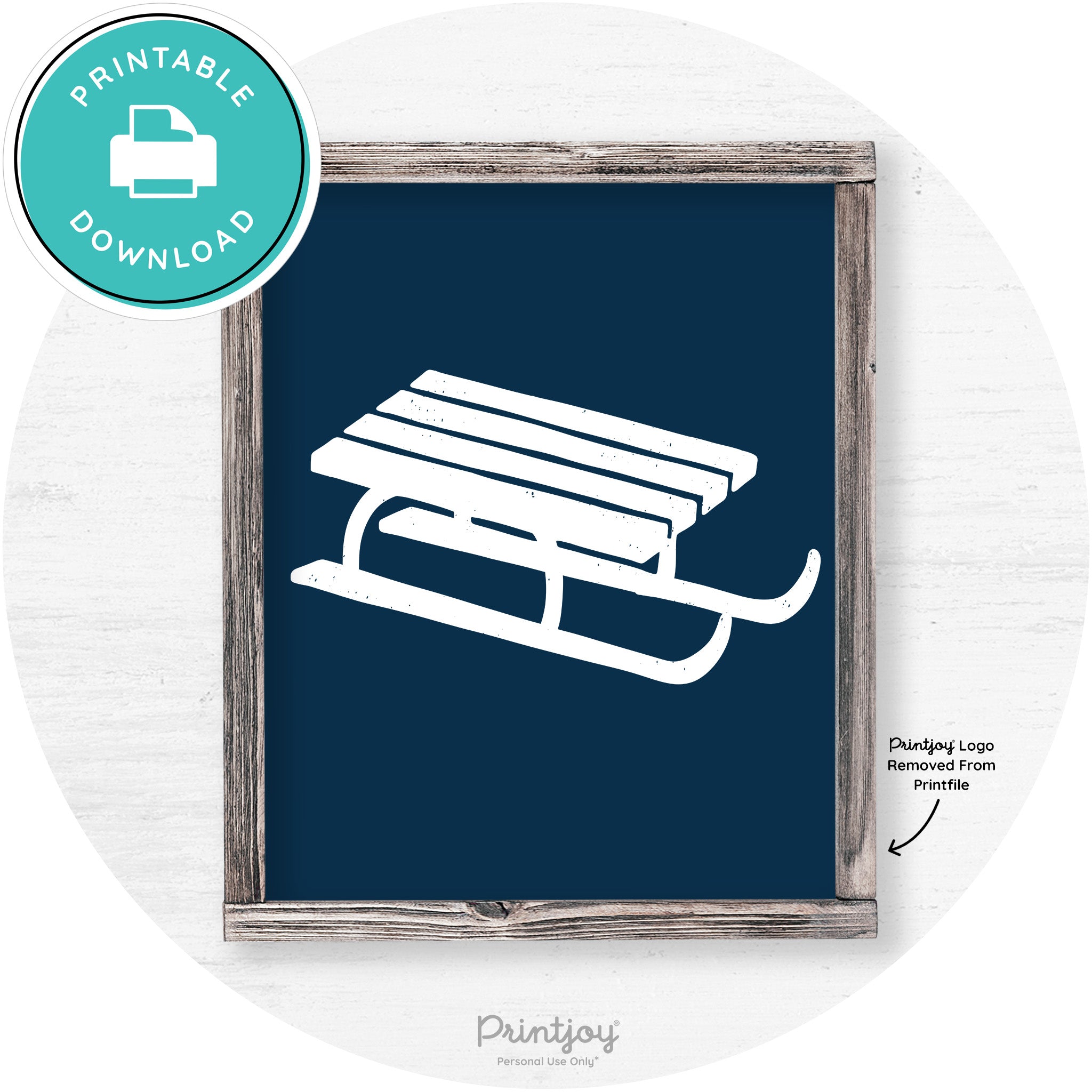 Winter Old Fashioned Sled Rustic Farmhouse Wall Art Free Printable - Printjoy