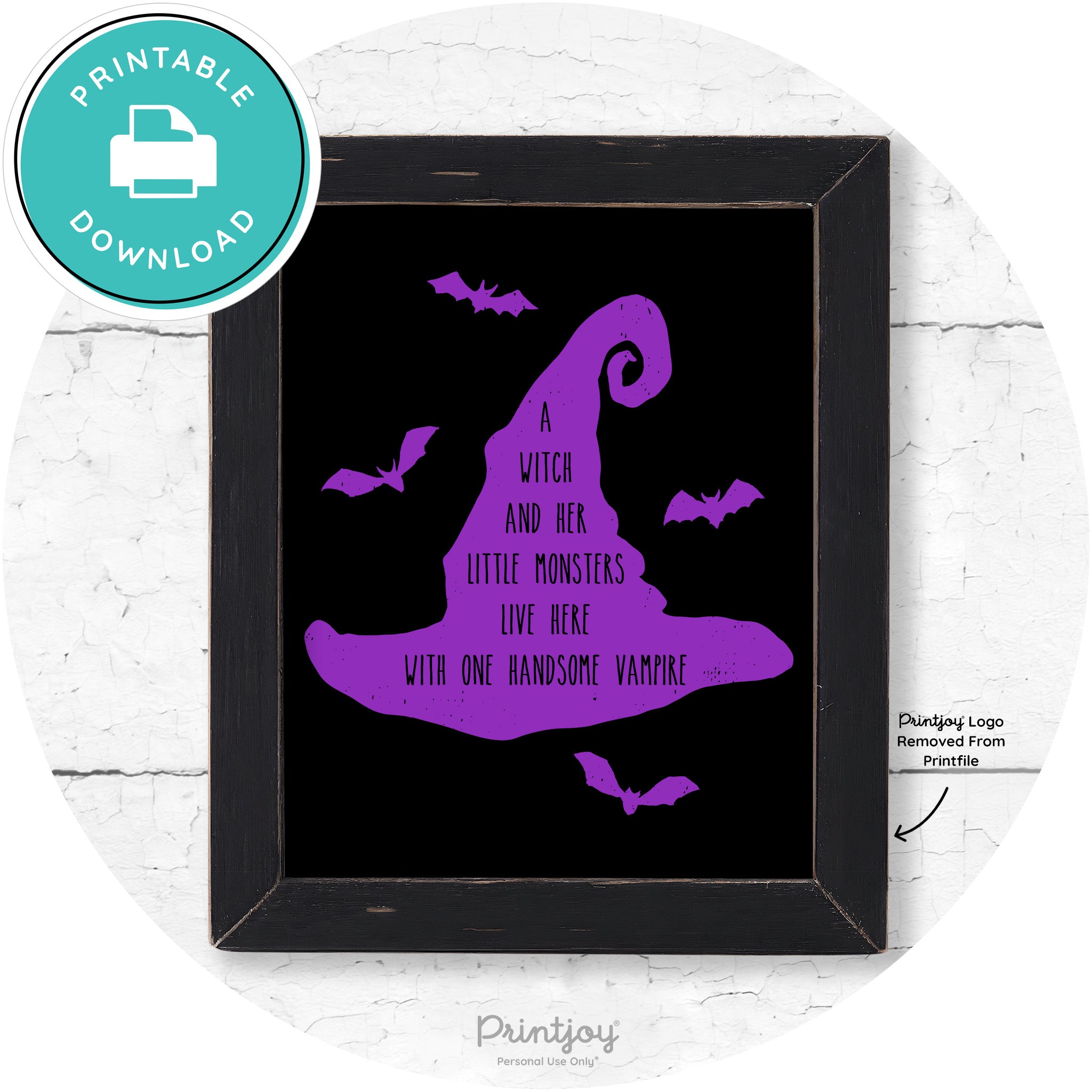 Fun Halloween Family Farmhouse Witch Hat Wall Art Free Printable - Printjoy