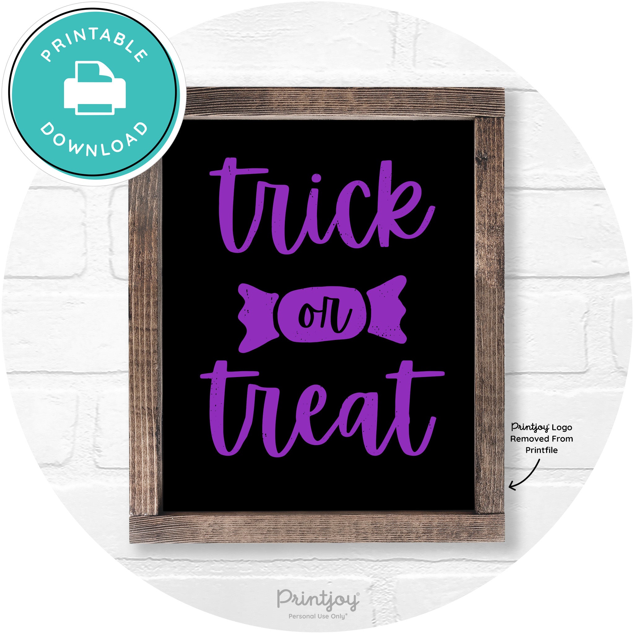 Trick Or Treat Halloween Rustic Farmhouse Wall Art Free Printable - Printjoy