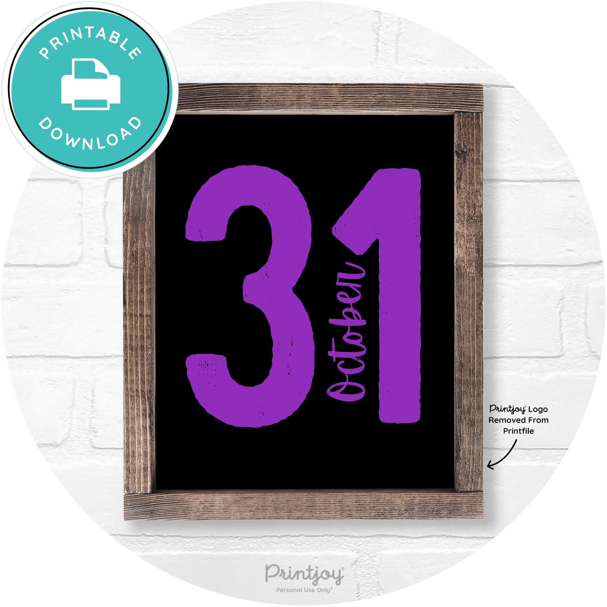 October 31 Halloween Rustic Farmhouse Wall Art Free Printable - Printjoy