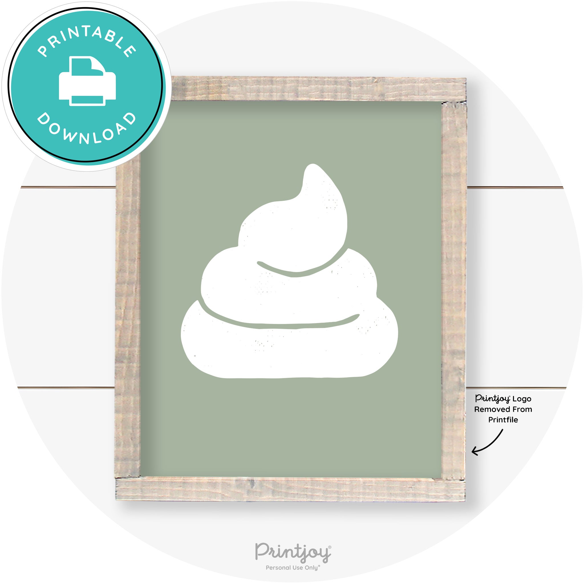 Poop Emoji Silhouette Funny Bathroom Sign Wall Art Free Printable - Printjoy