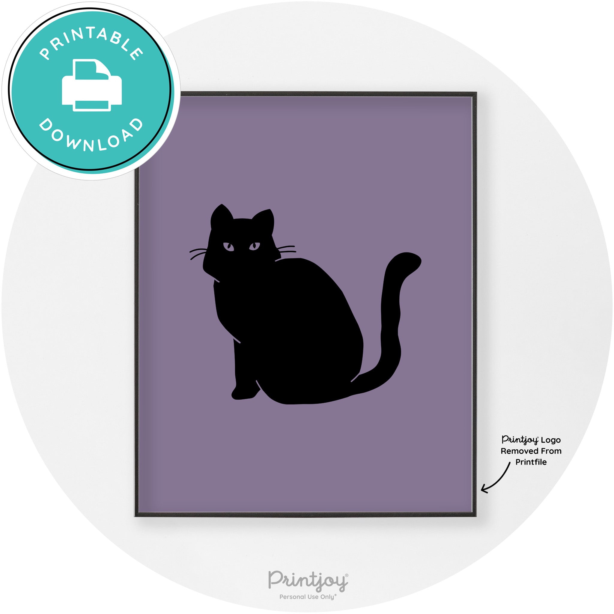 Halloween Spooky Cat Modern Chic Wall Art Decor Printable - Printjoy