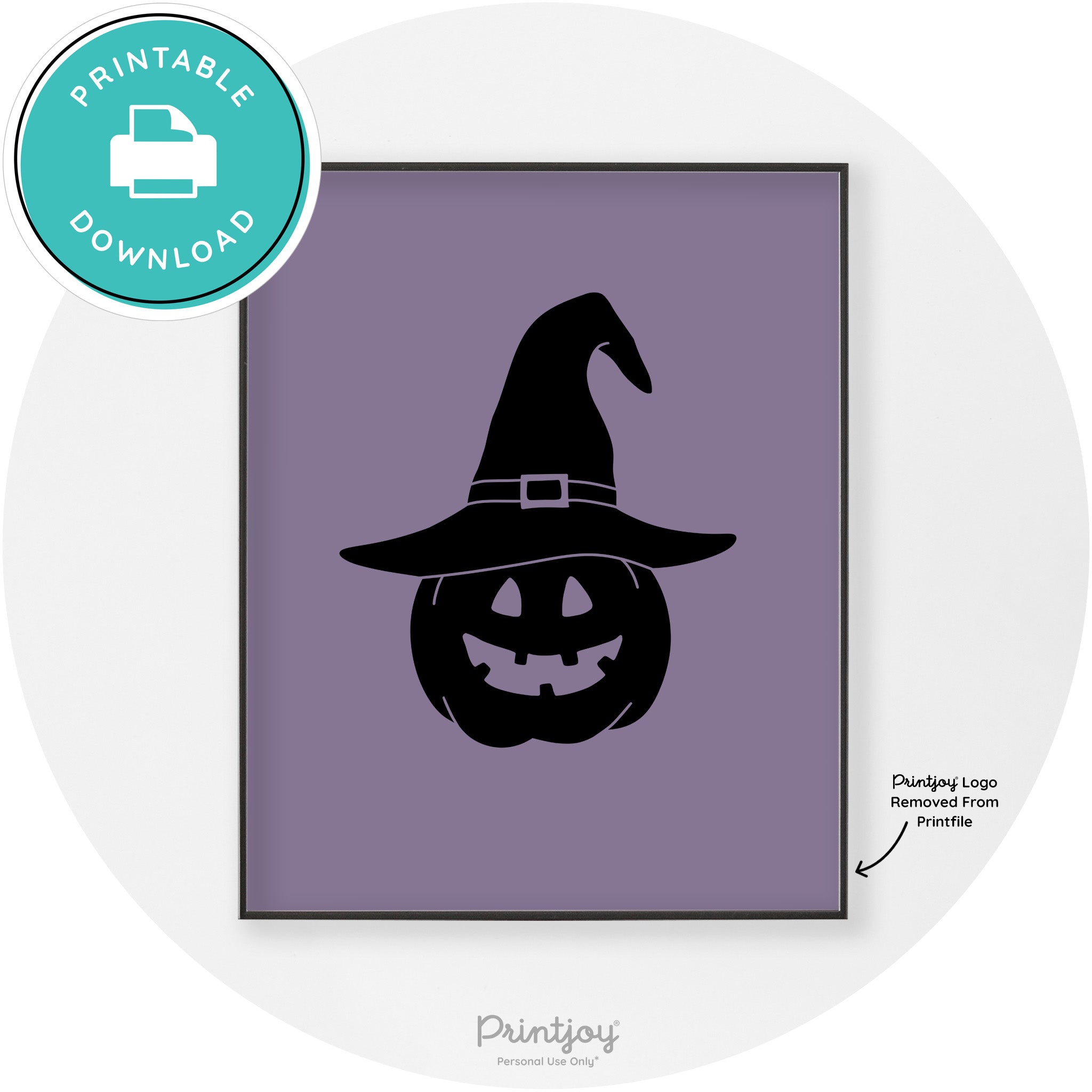 Halloween Cute Witch Jack O Lantern Chic Wall Art Printable - Printjoy