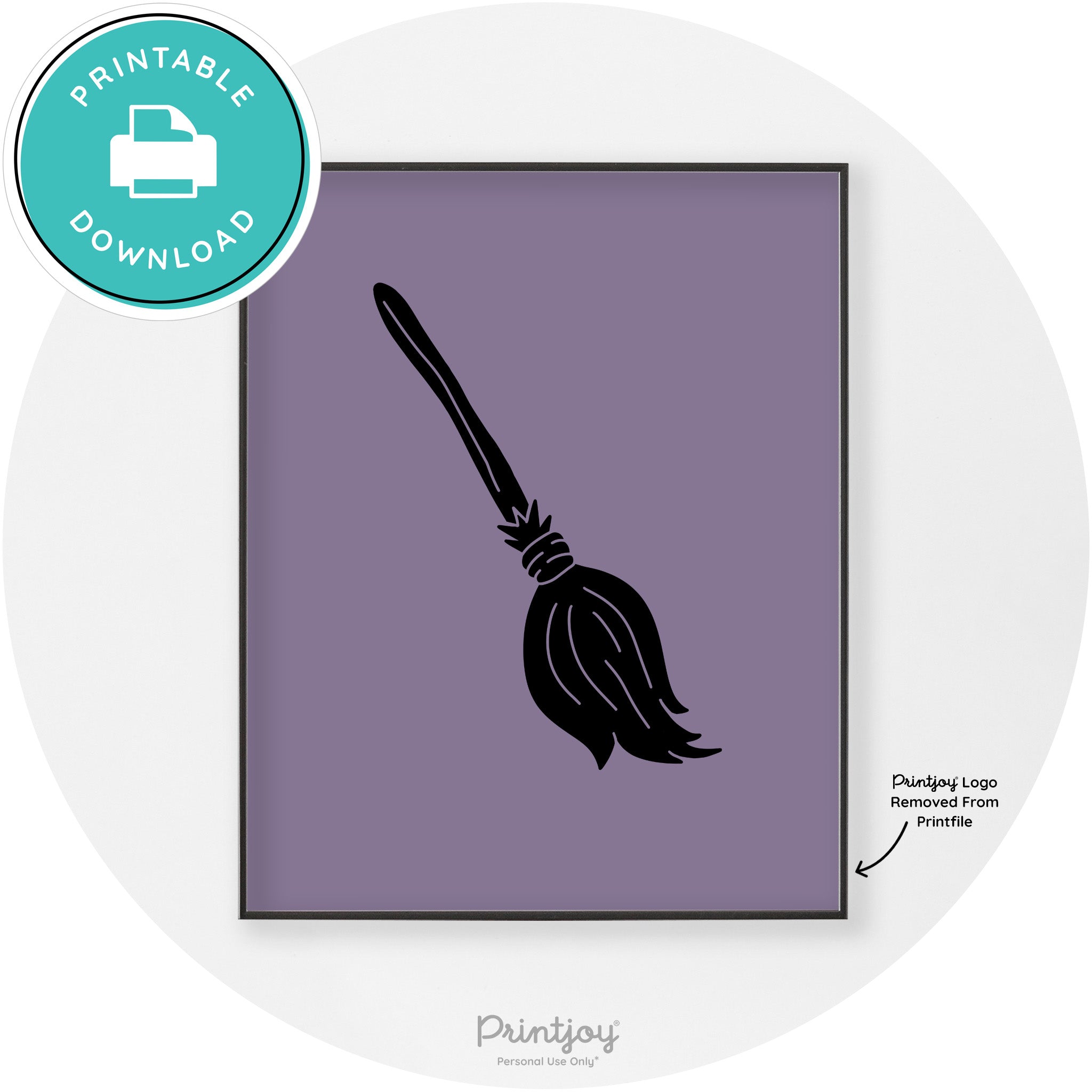 Witches Broom Halloween Cute Modern Chic Wall Art Free Printable - Printjoy
