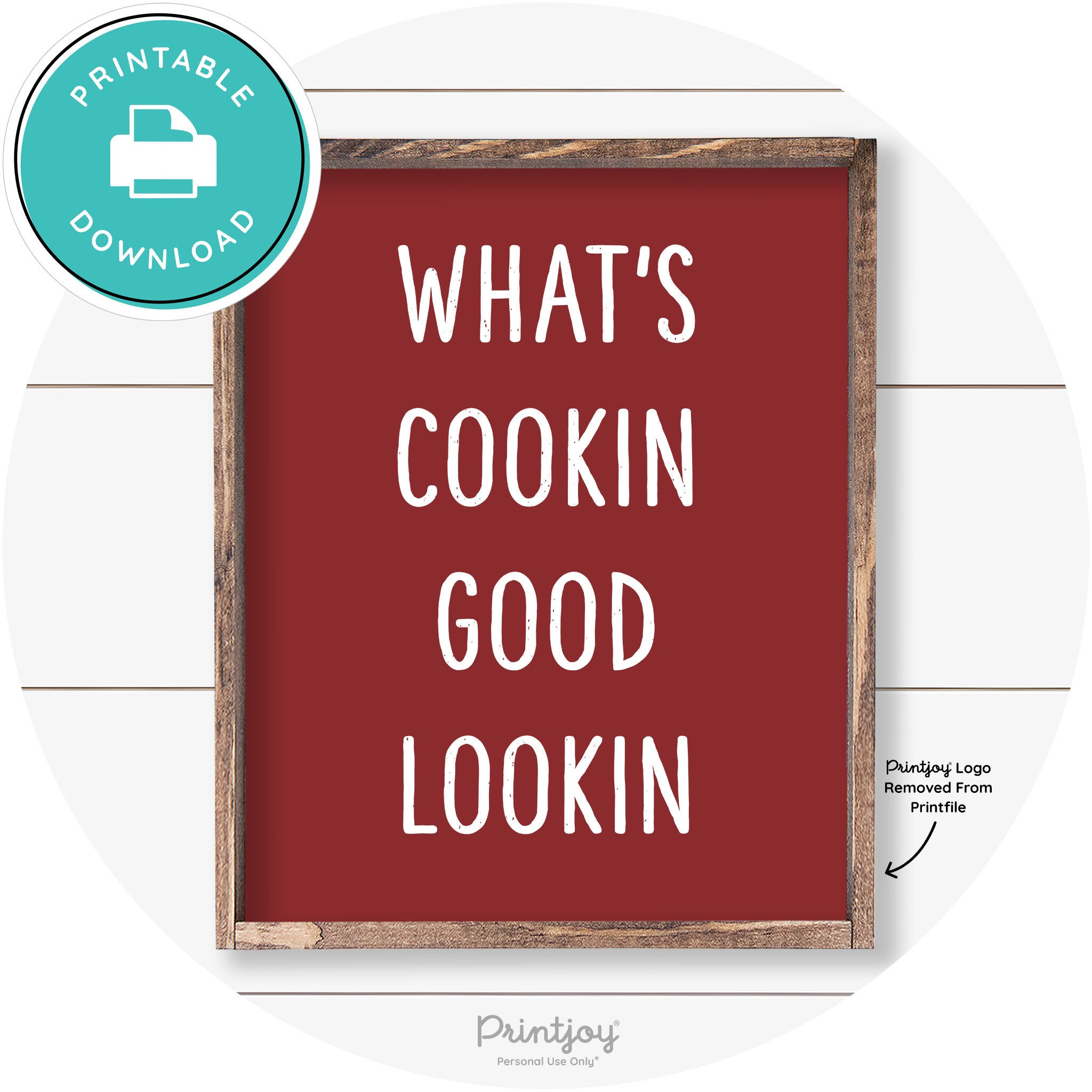 What's Cookin Good Lookin Farmhouse Kitchen Wall Art Free Printable - Printjoy