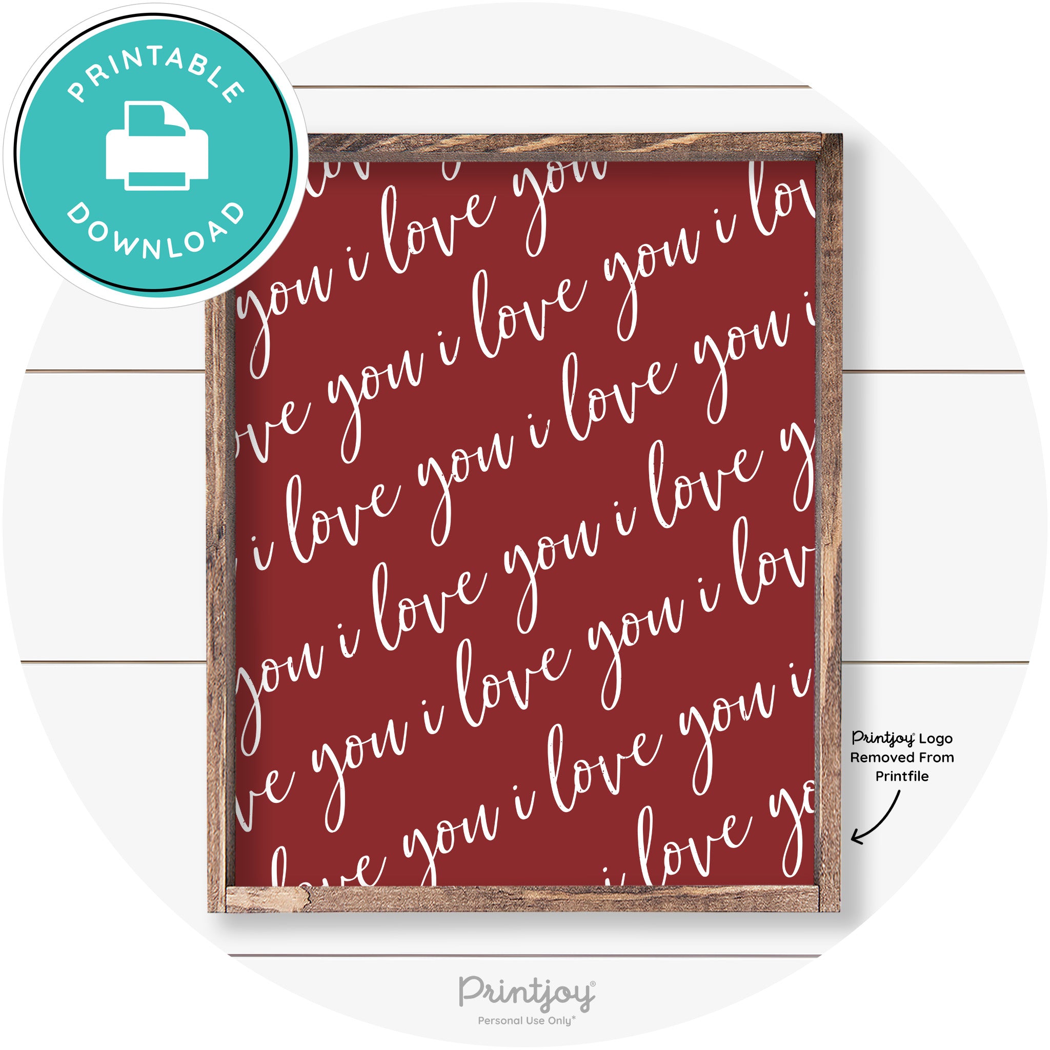 I Love You Pattern Cute Couples Farmhouse Wall Art Free Printable - Printjoy