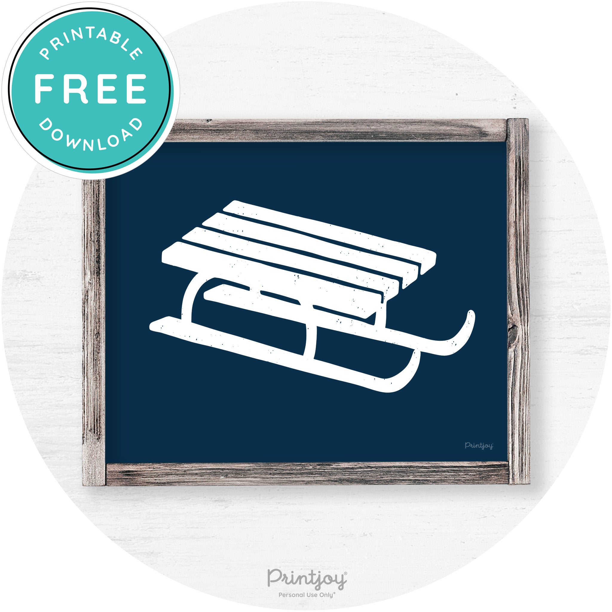 Winter Old Fashioned Sled Rustic Farmhouse Wall Art Free Printable - Printjoy