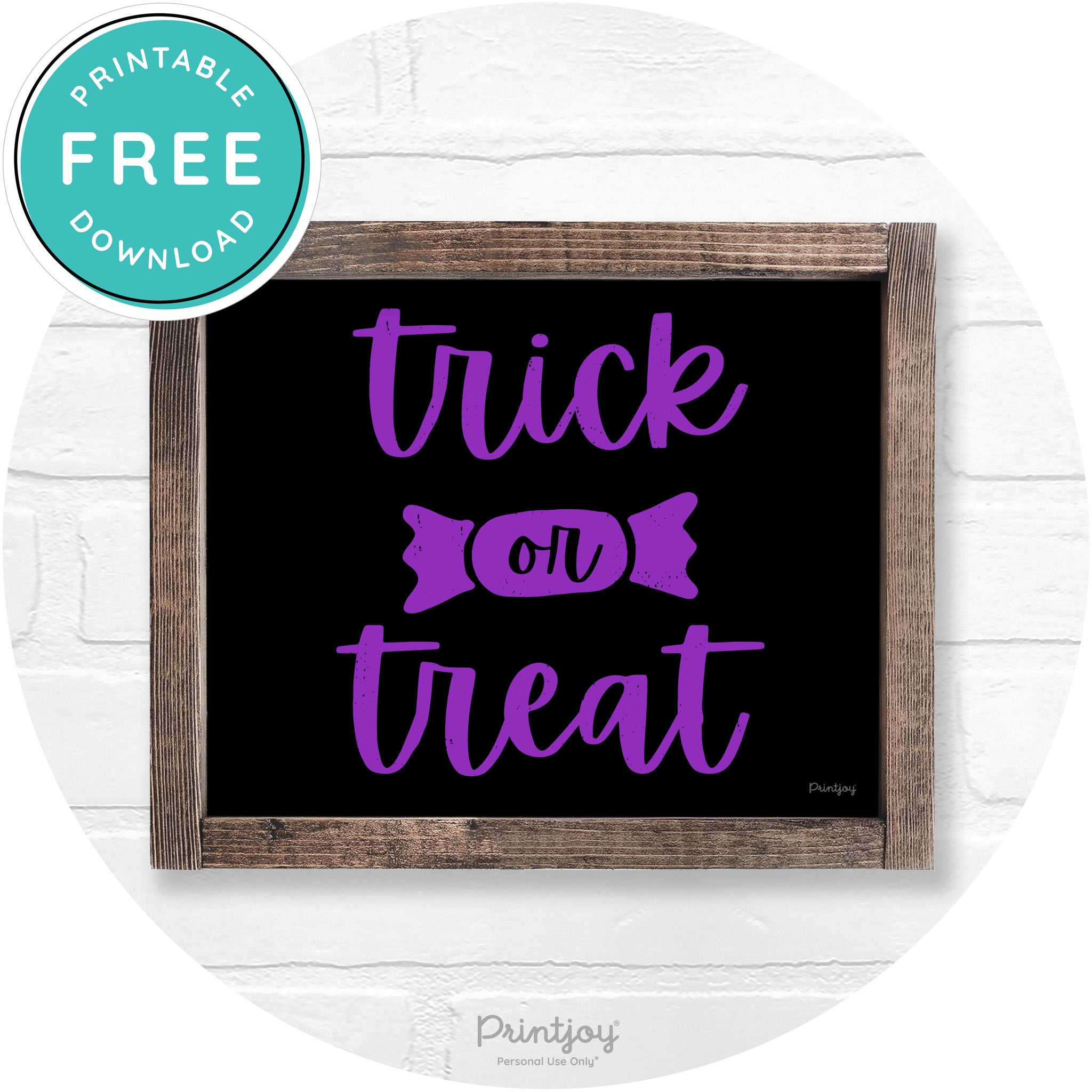 Trick Or Treat Halloween Rustic Farmhouse Wall Art Free Printable - Printjoy
