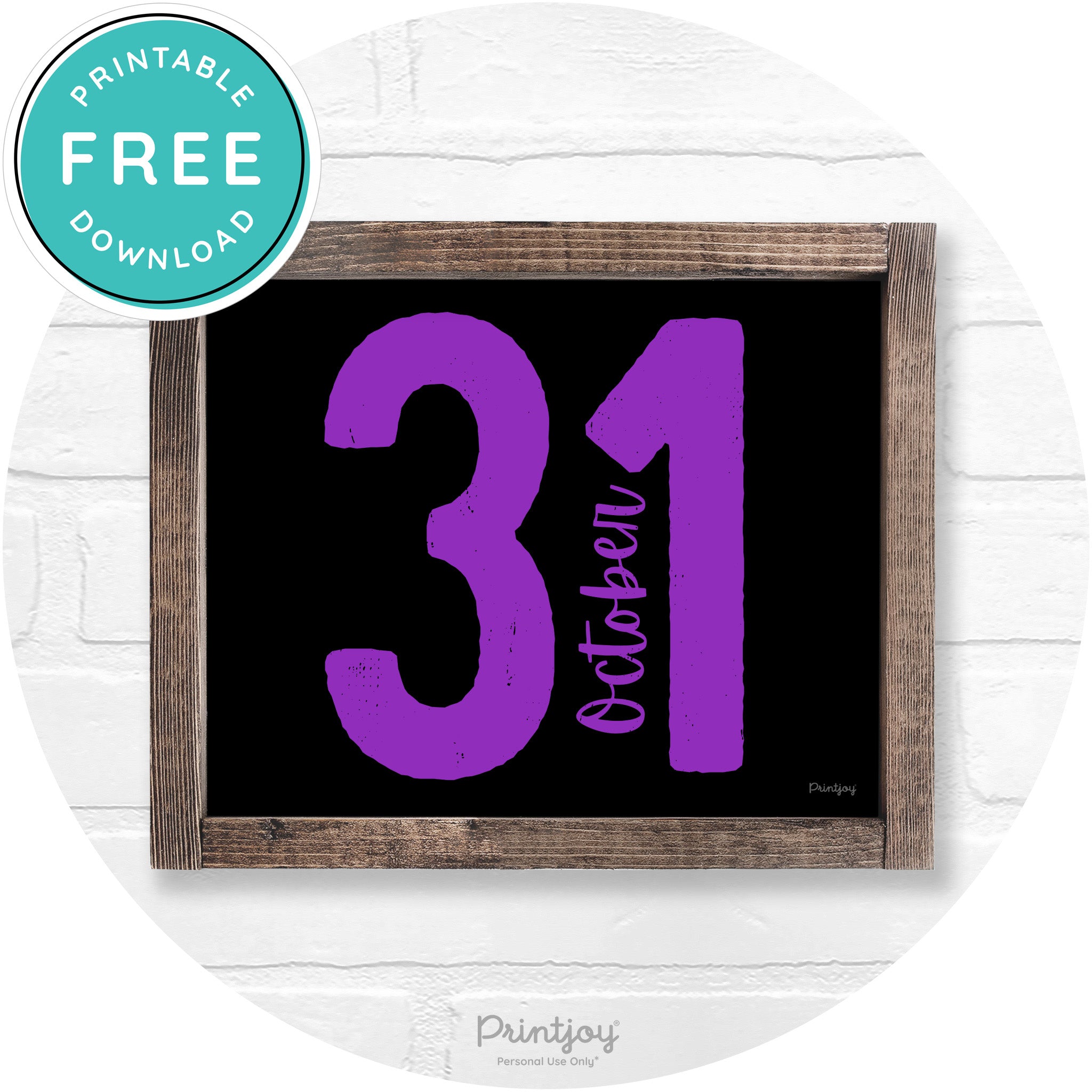 October 31 Halloween Rustic Farmhouse Wall Art Free Printable - Printjoy