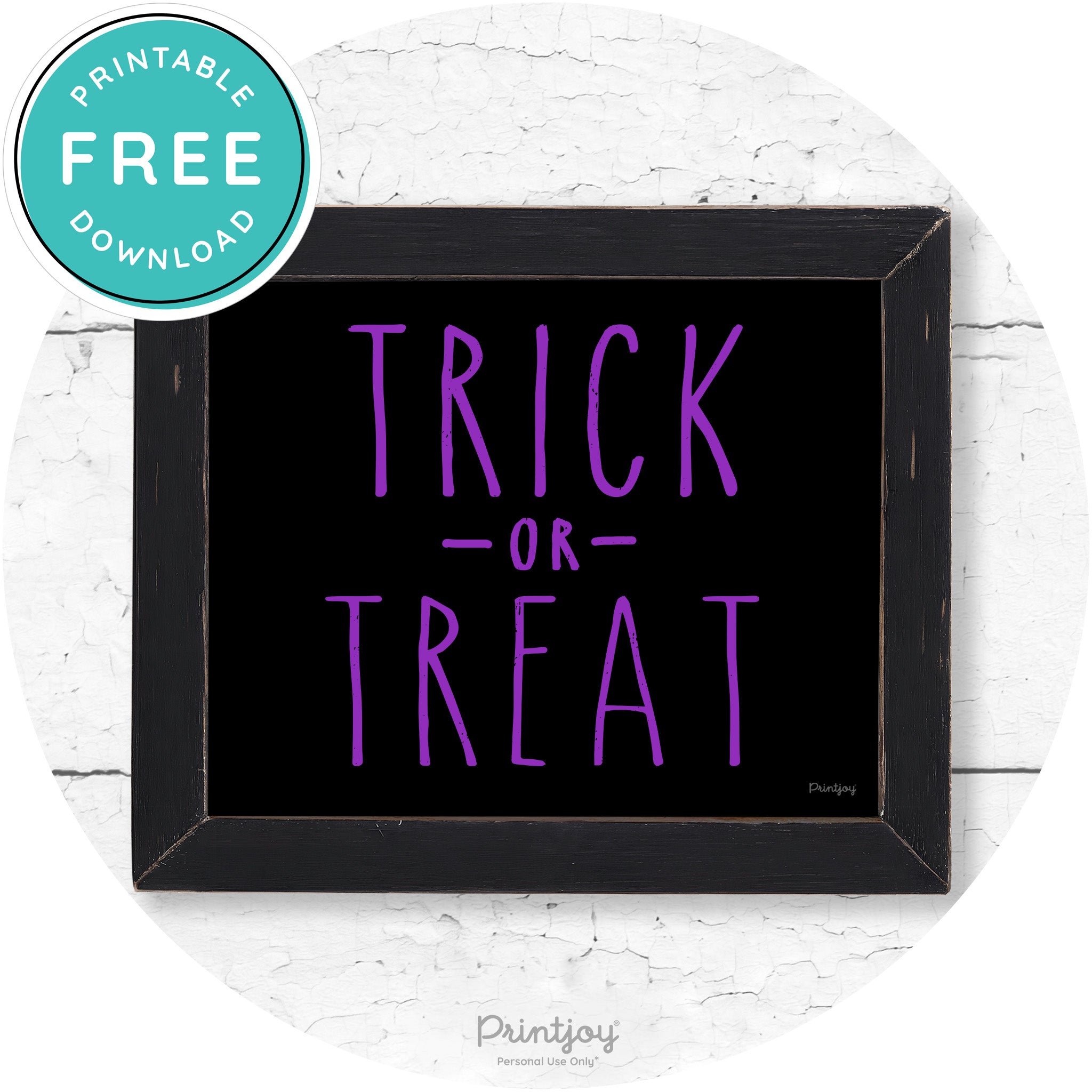 Trick Or Treat Lettering Farmhouse Halloween Wall Art Free Printable - Printjoy
