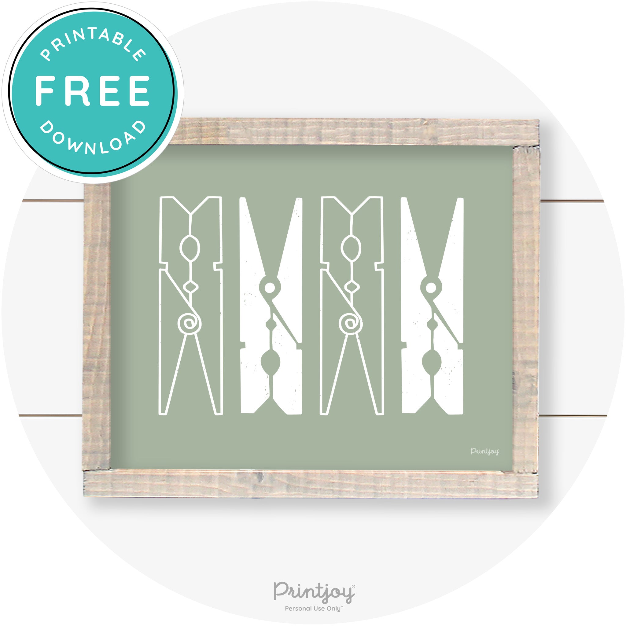 Clothespins Cute Laundry Room Farmhouse Wall Art Free Printable - Printjoy