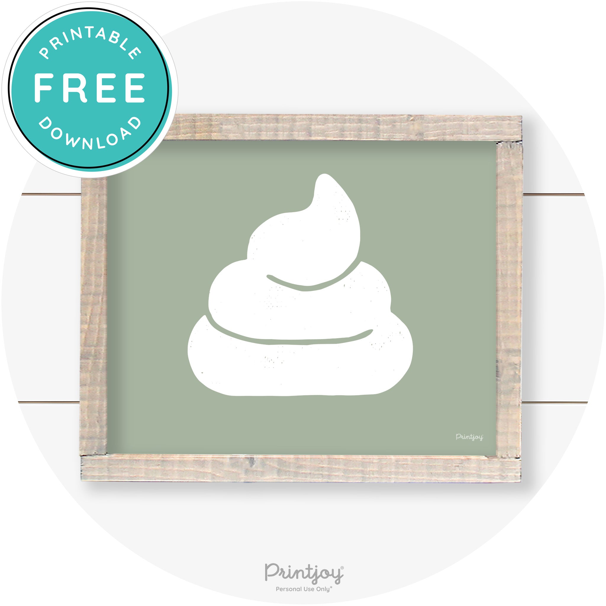 Poop Emoji Silhouette Funny Bathroom Sign Wall Art Free Printable - Printjoy