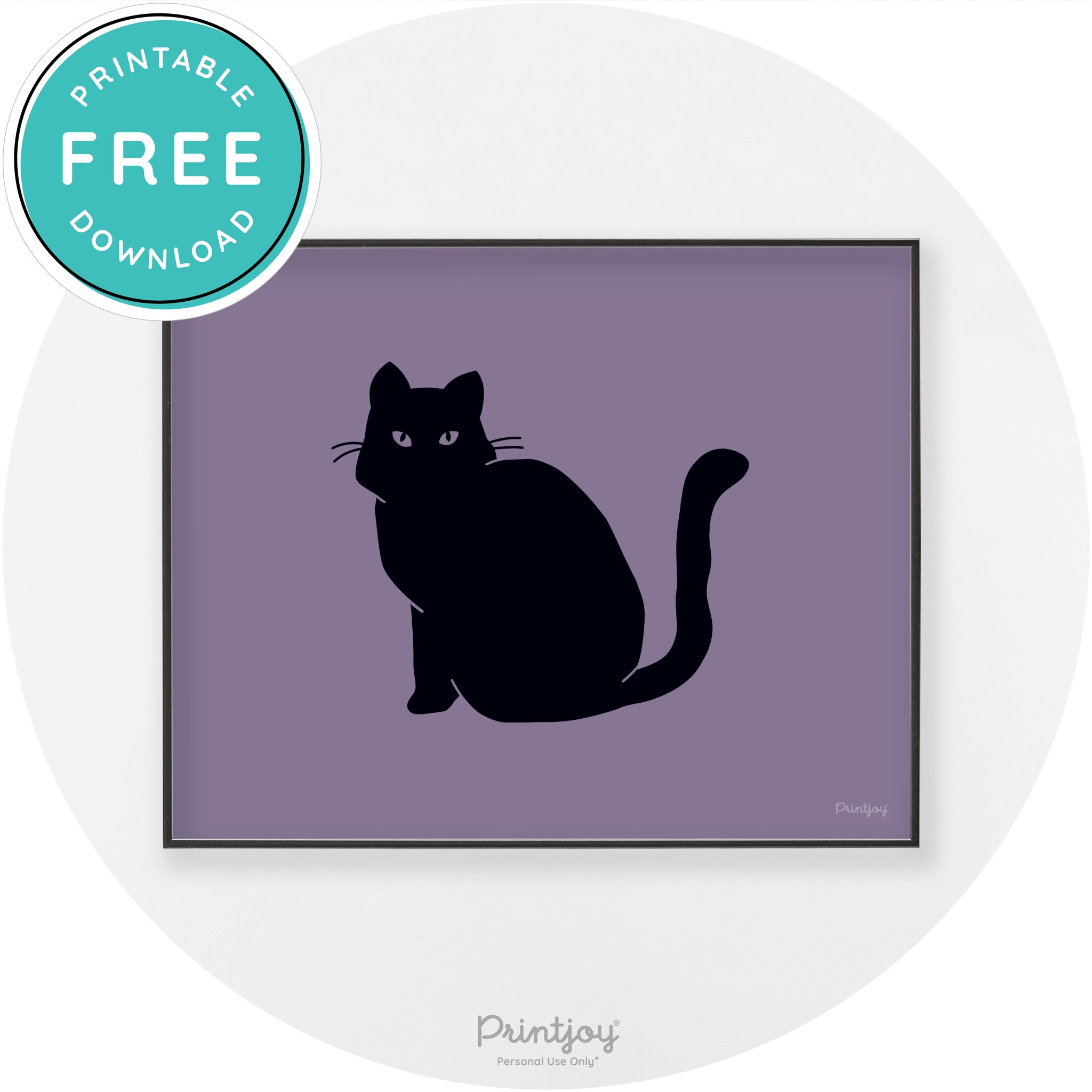 Halloween Spooky Cat Modern Chic Wall Art Decor Printable - Printjoy