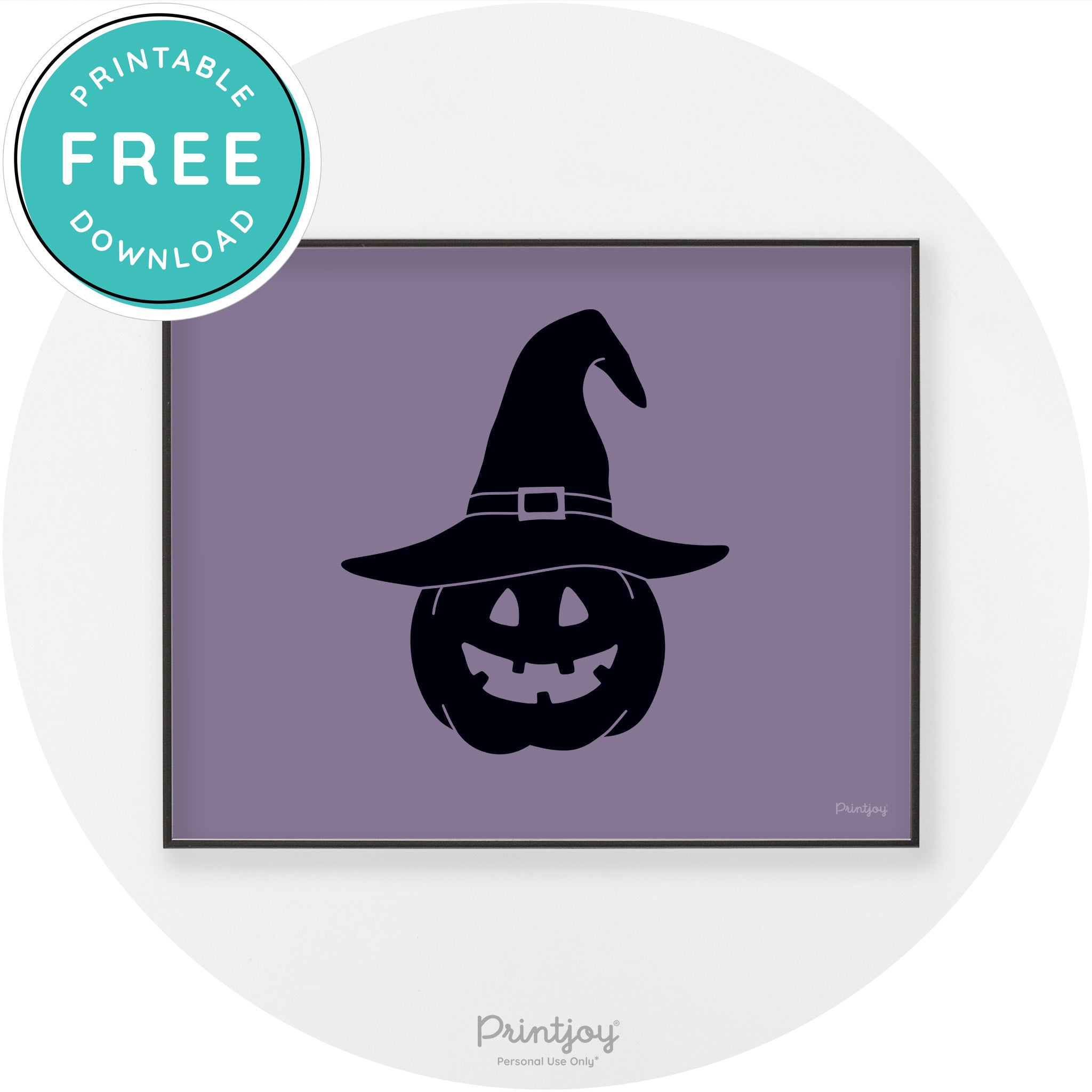 Halloween Cute Witch Jack O Lantern Chic Wall Art Printable - Printjoy