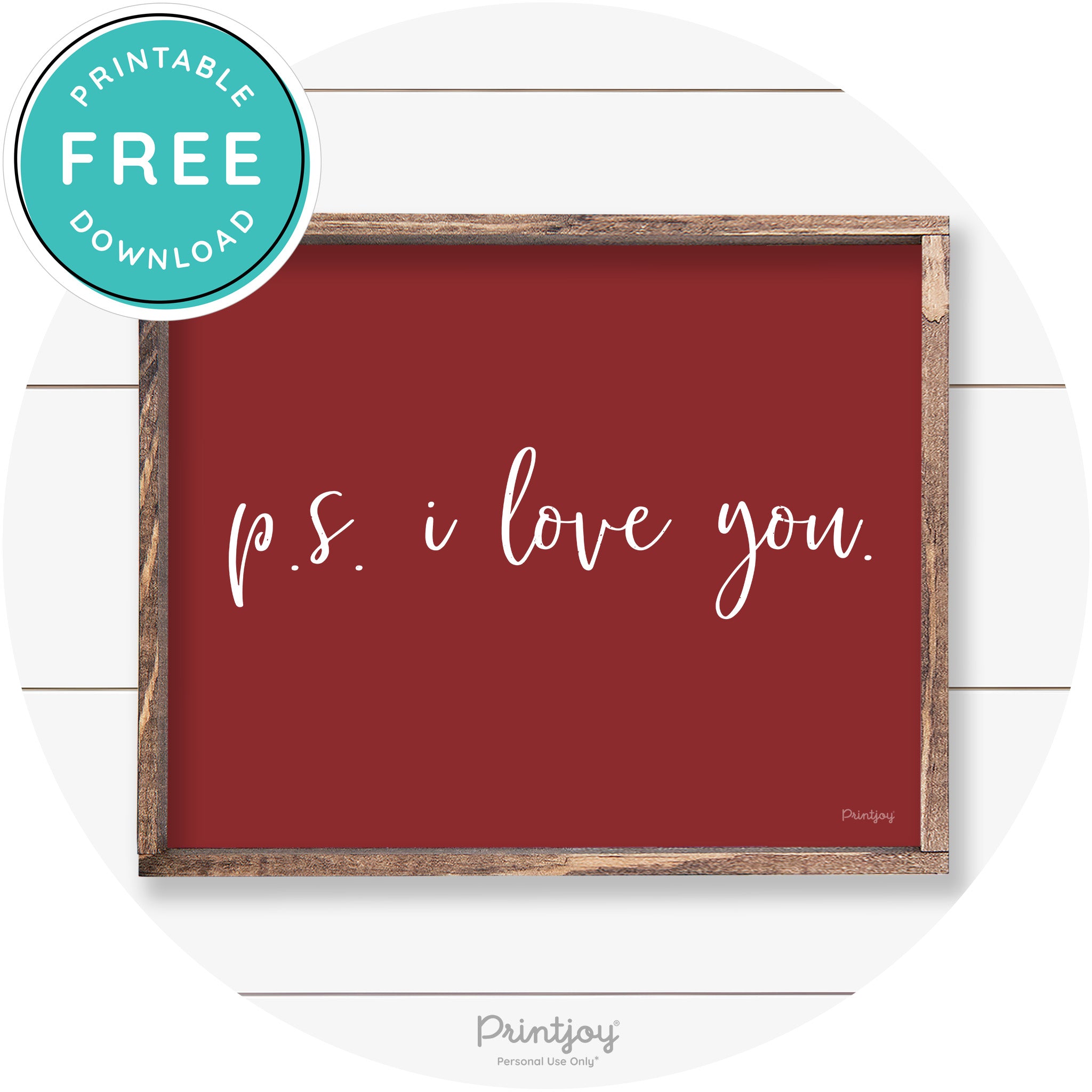 P.S. I Love You Cute Couples Farmhouse Wall Art Decor Free Printable - Printjoy