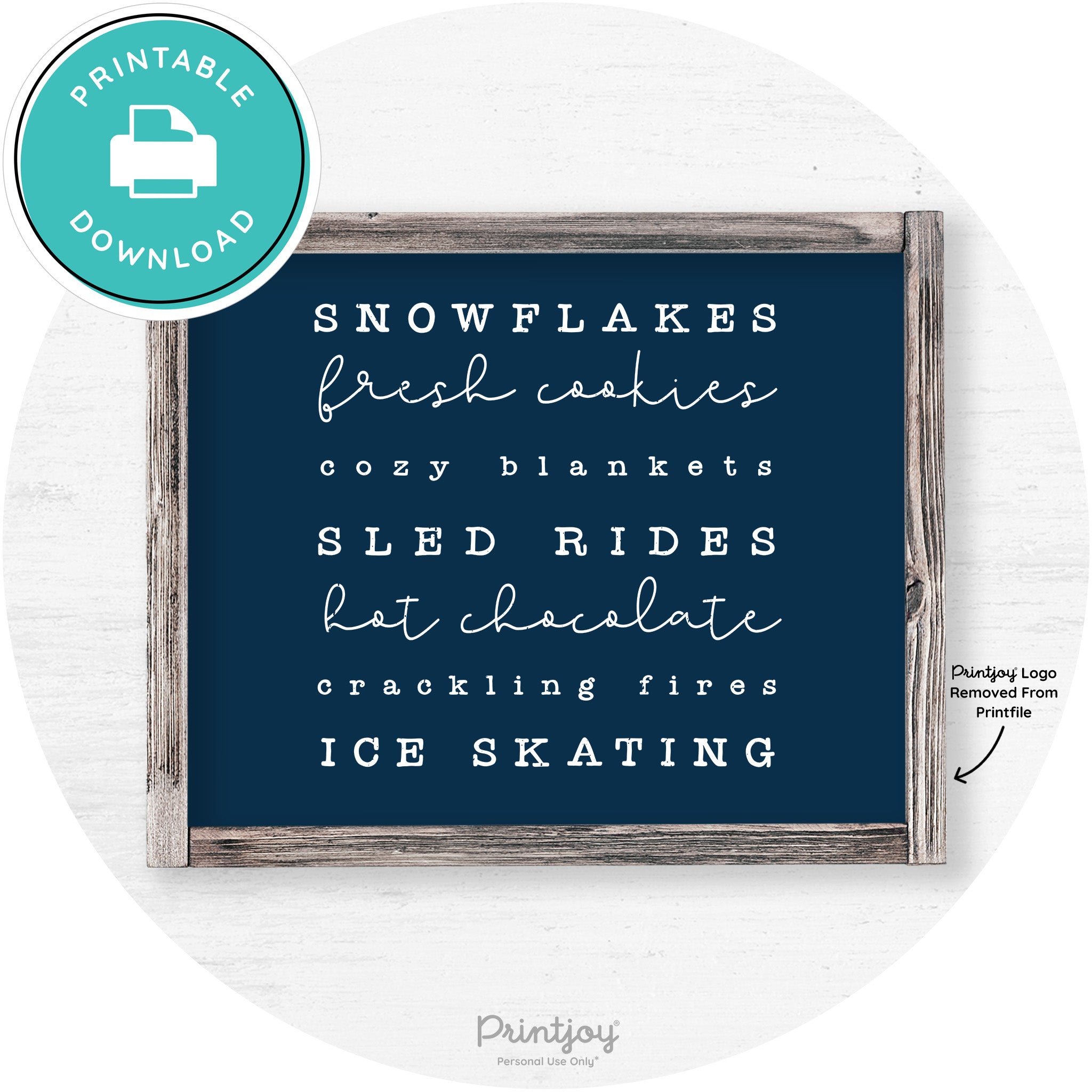 Winter Favorite Things Rustic Farmhouse Wall Art Decor Free Printable - Printjoy