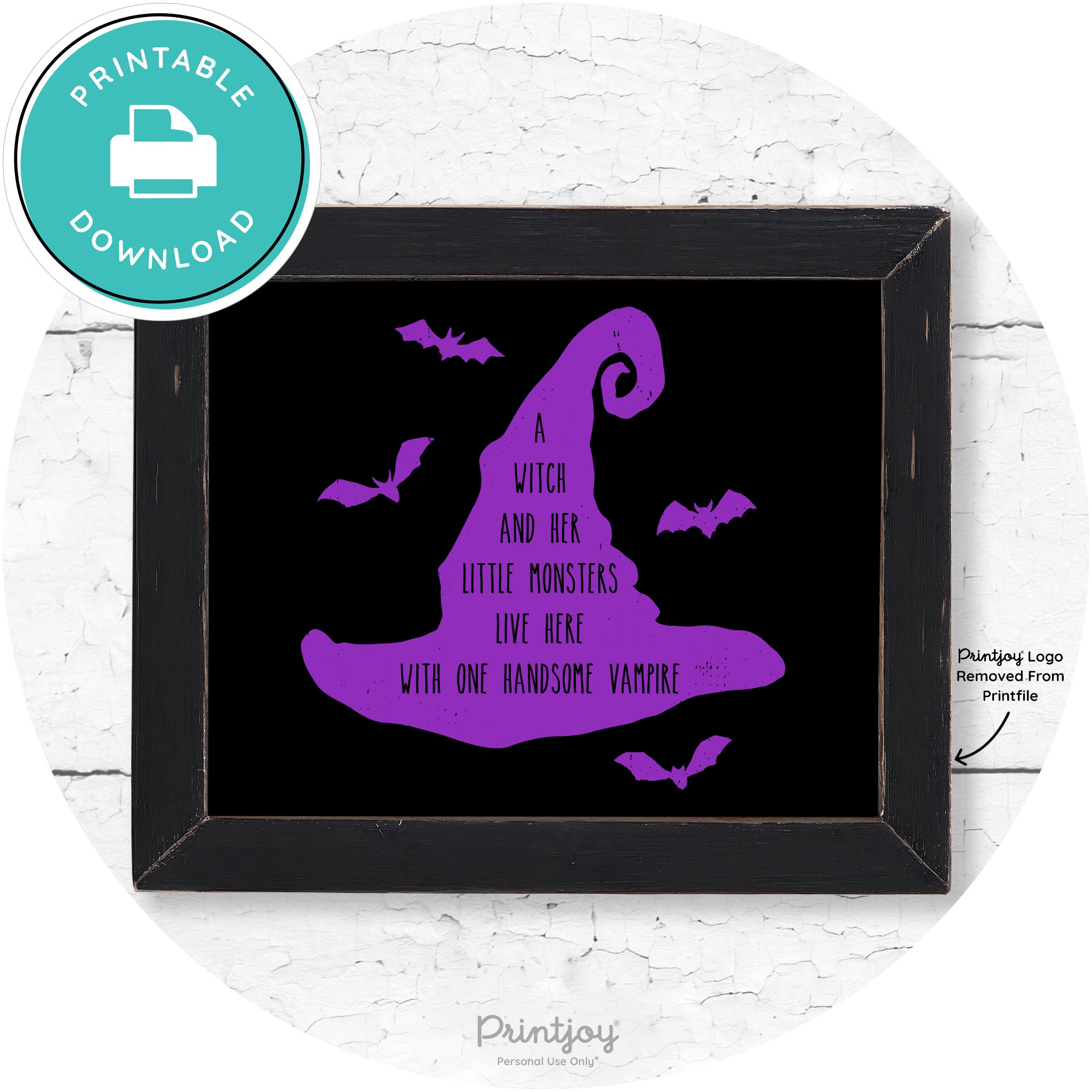 Fun Halloween Family Farmhouse Witch Hat Wall Art Free Printable - Printjoy