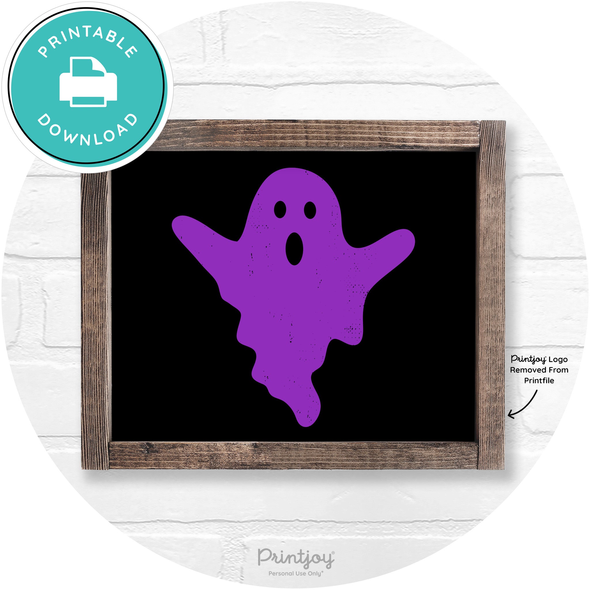 Halloween Cute Ghost Rustic Farmhouse Wall Art Free Printable - Printjoy