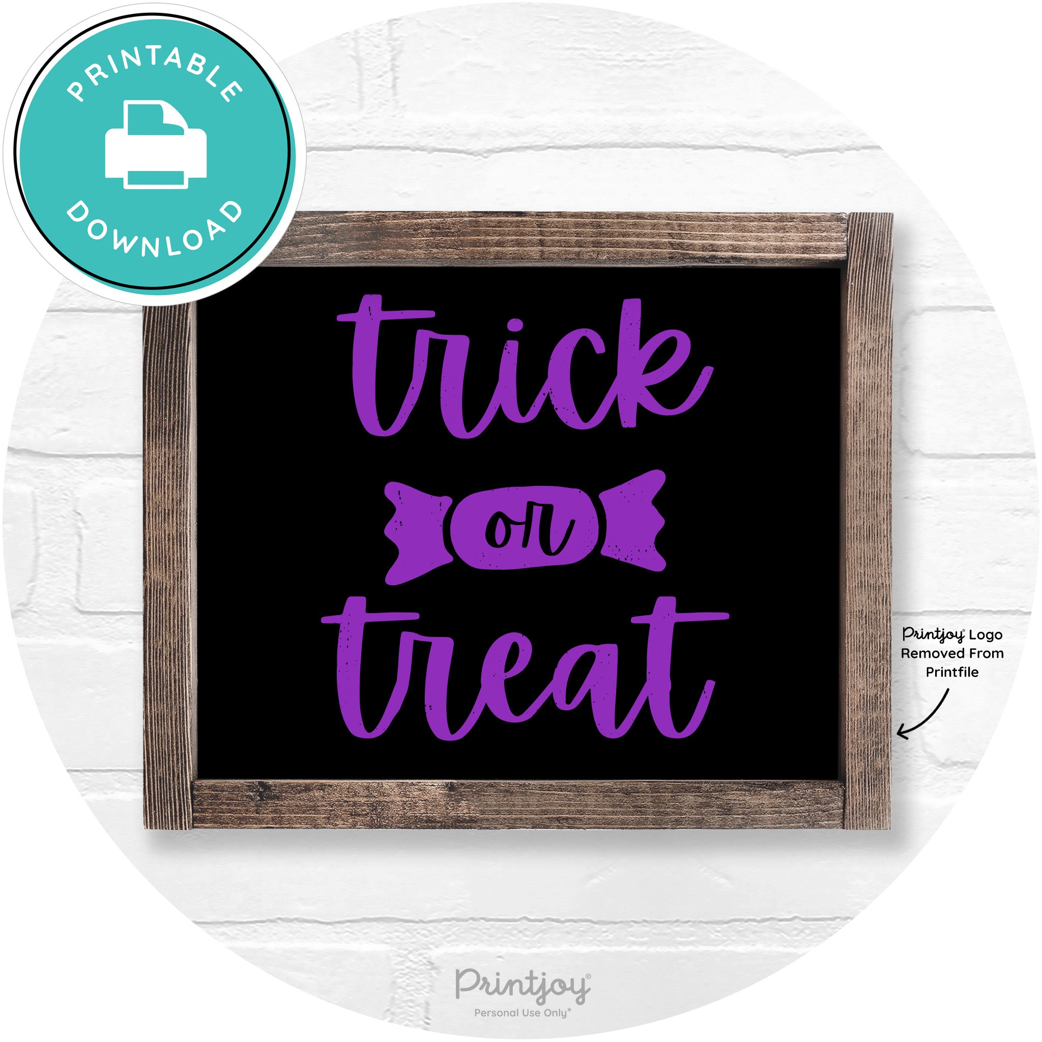 Trick Or Treat Halloween Rustic Farmhouse Wall Art Free Printable - Printjoy