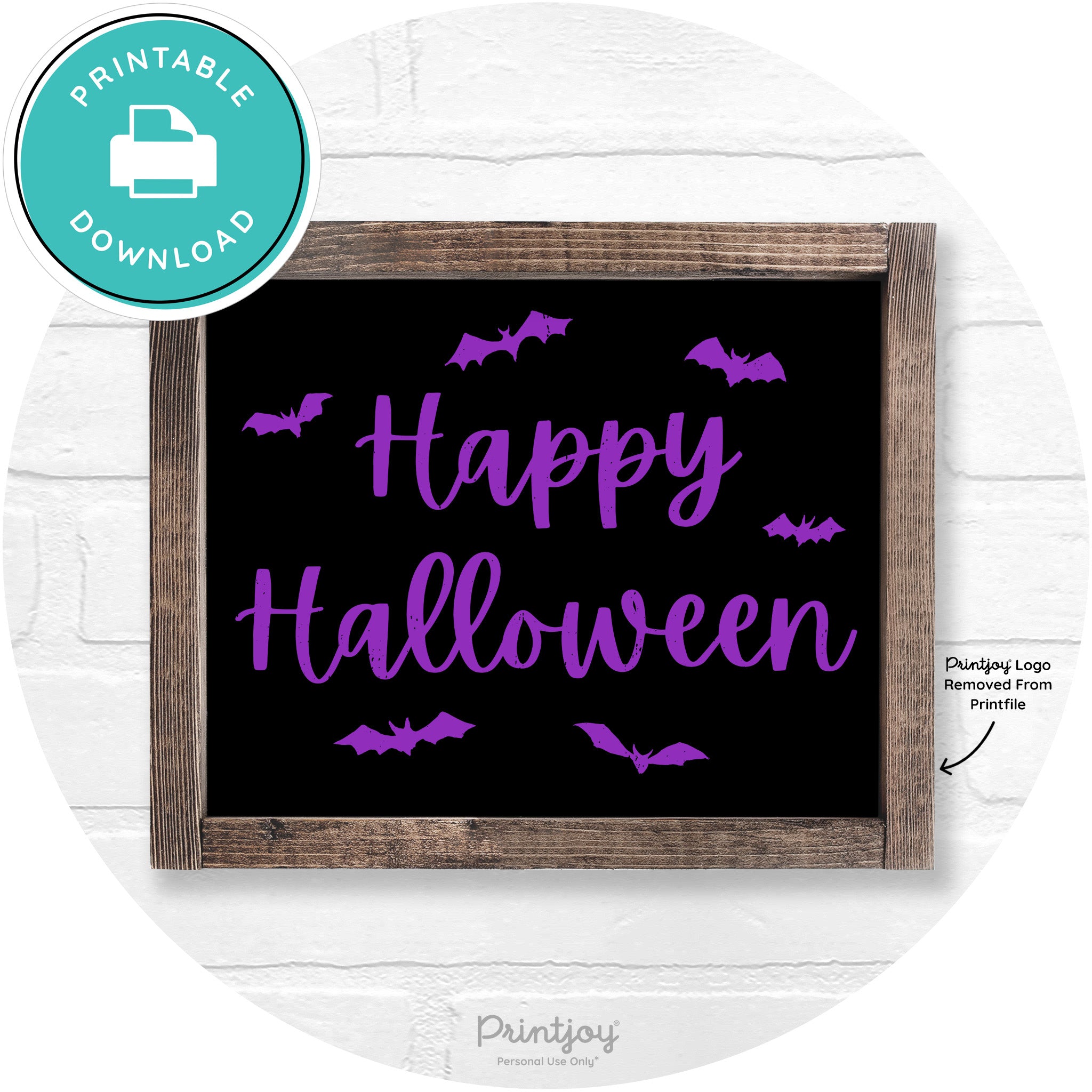 Happy Halloween Bats Rustic Farmhouse Wall Art Free Printable - Printjoy