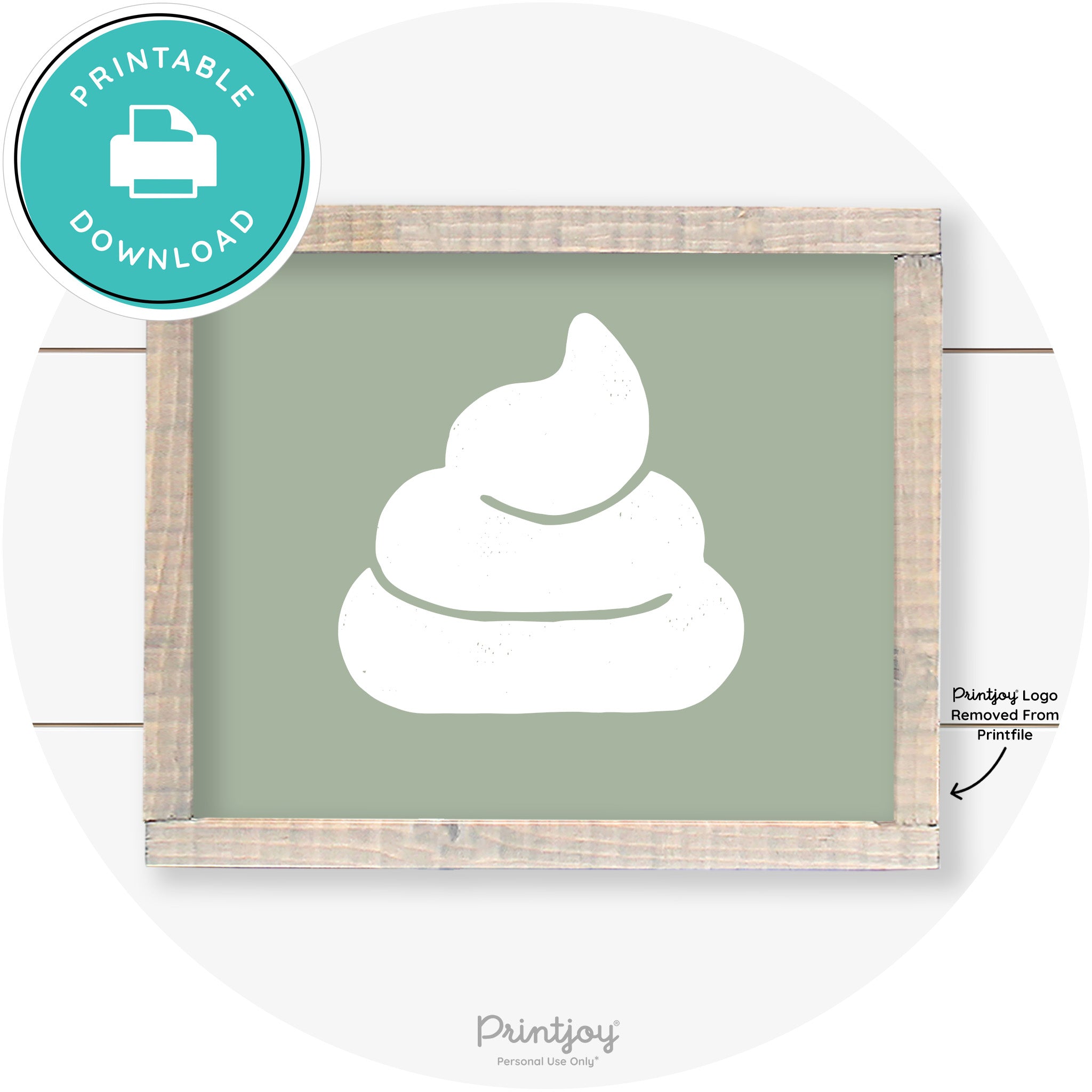 Poop Emoji Silhouette Funny Bathroom Sign Wall Art Free Printable - Printjoy