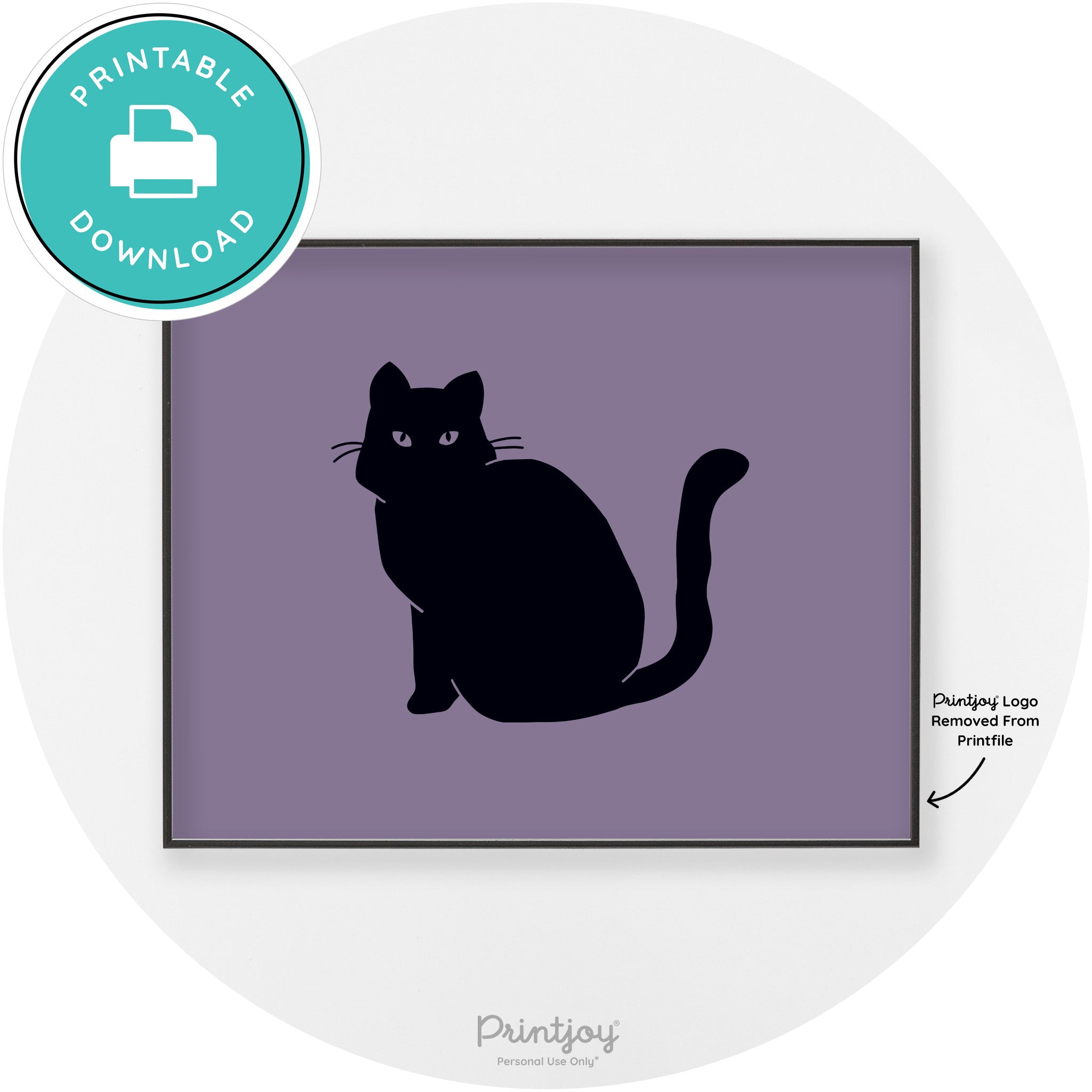 Halloween Spooky Cat Modern Chic Wall Art Decor Printable - Printjoy