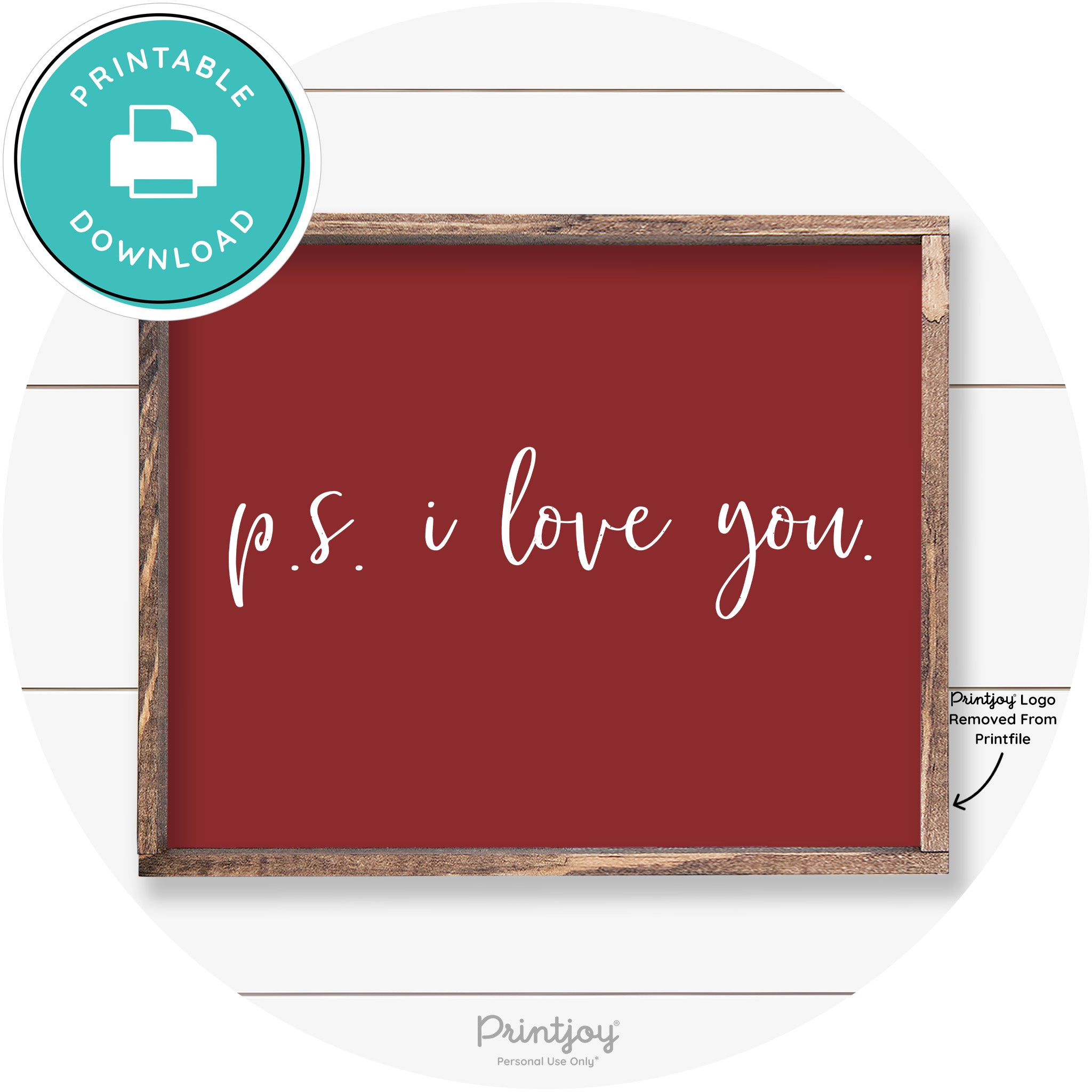 P.S. I Love You Cute Couples Farmhouse Wall Art Decor Free Printable - Printjoy