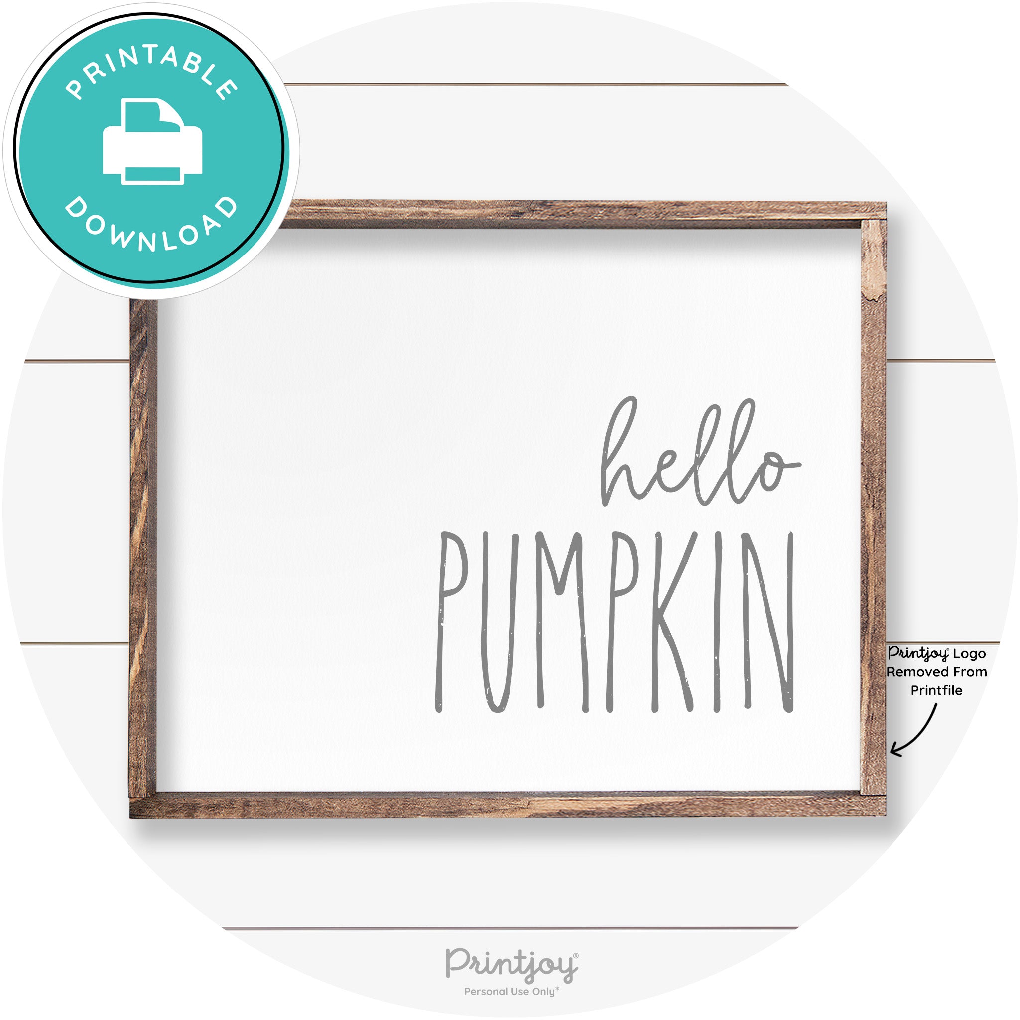 Hello Pumpkin Cute Fun Simple Farmhouse Wall Art Free Printable - Printjoy