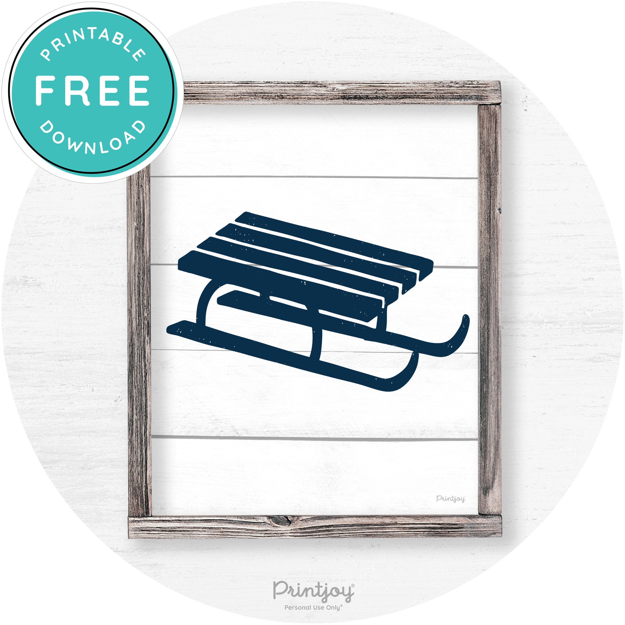 Winter Old Fashioned Sled Rustic Farmhouse Wall Art Free Printable - Printjoy