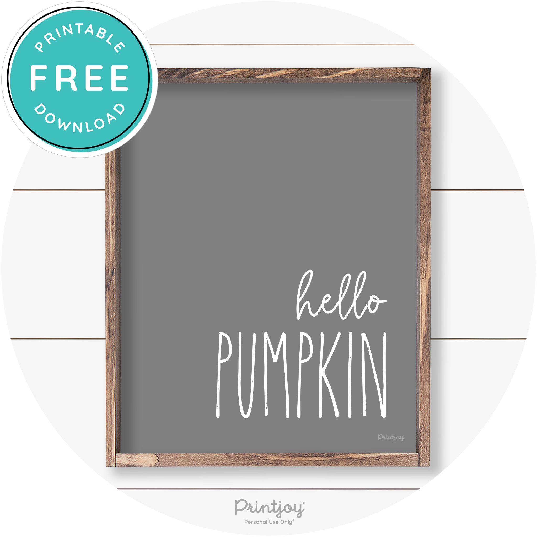 Hello Pumpkin Cute Fun Simple Farmhouse Wall Art Free Printable - Printjoy